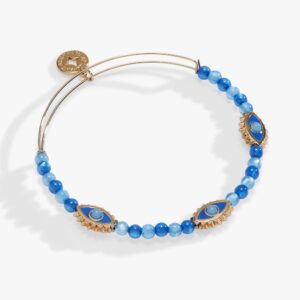Blue Aventurine Repeat Evil Eye Charm Beaded Bangle