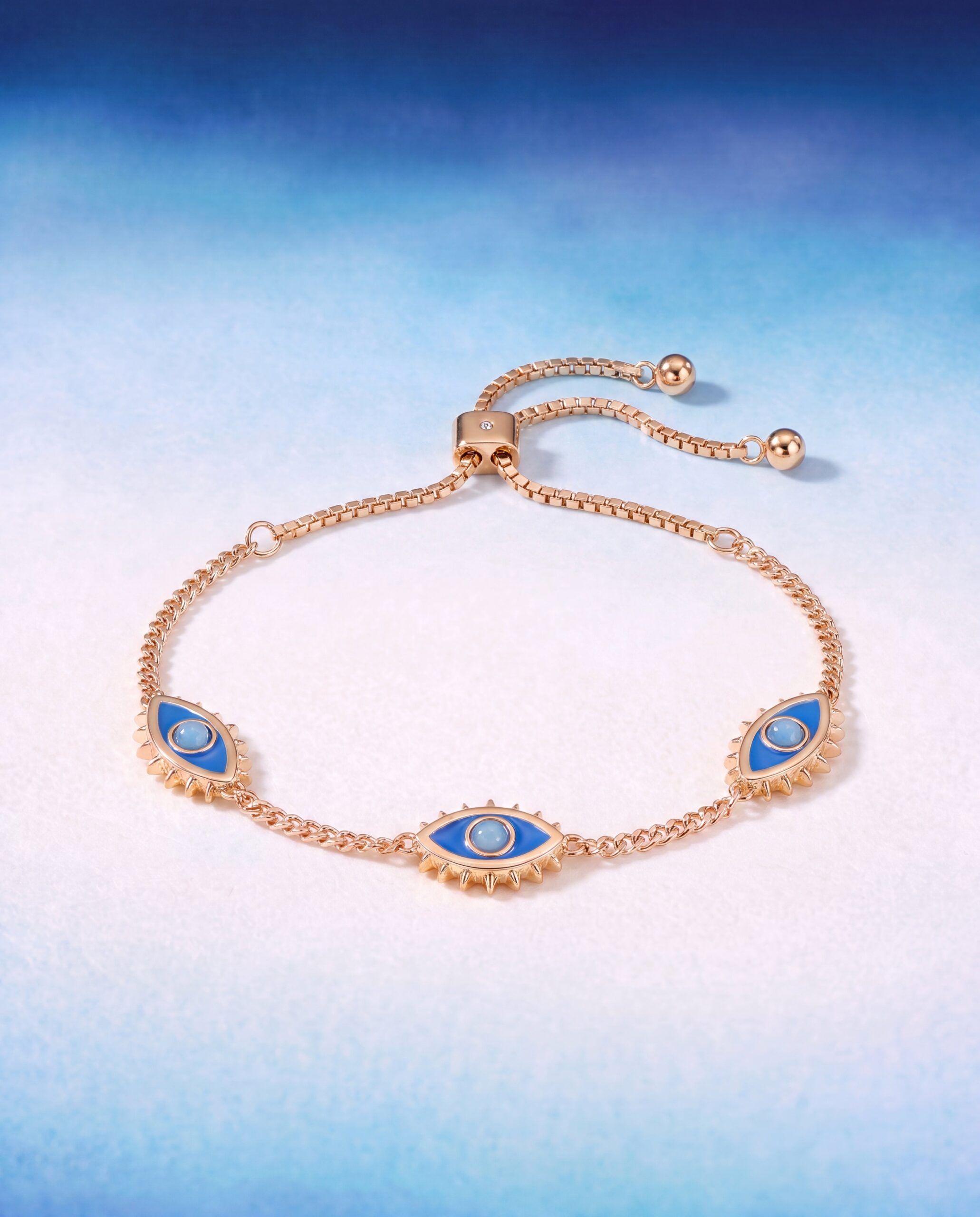 Blue Aventurine Evil Eye Bolo Bracelet - Image 2