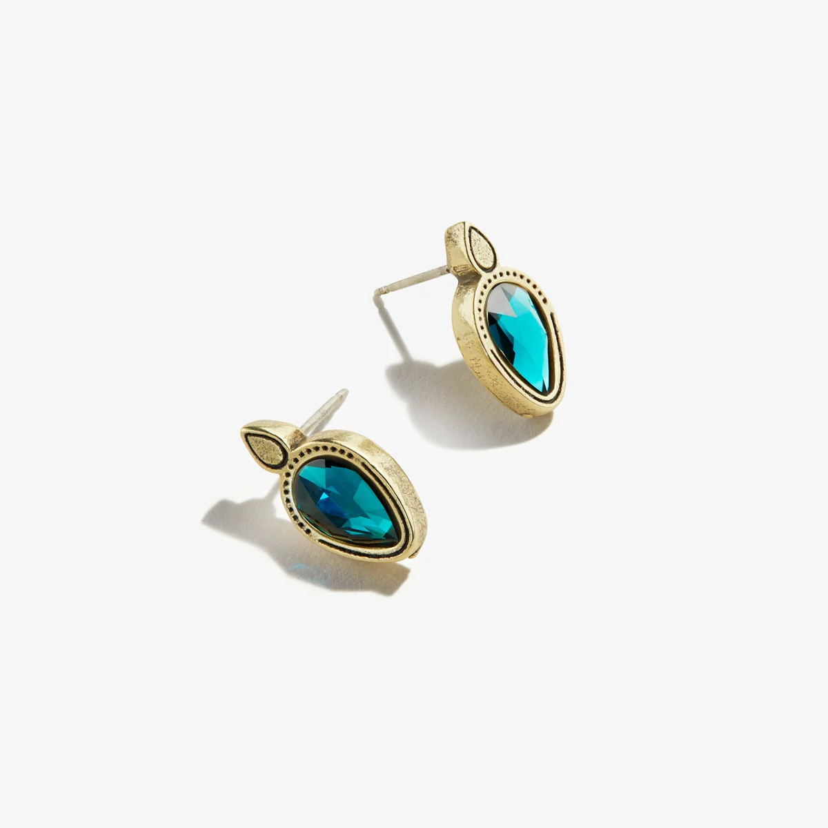 Crystal Stud Earrings. Emerald Pear