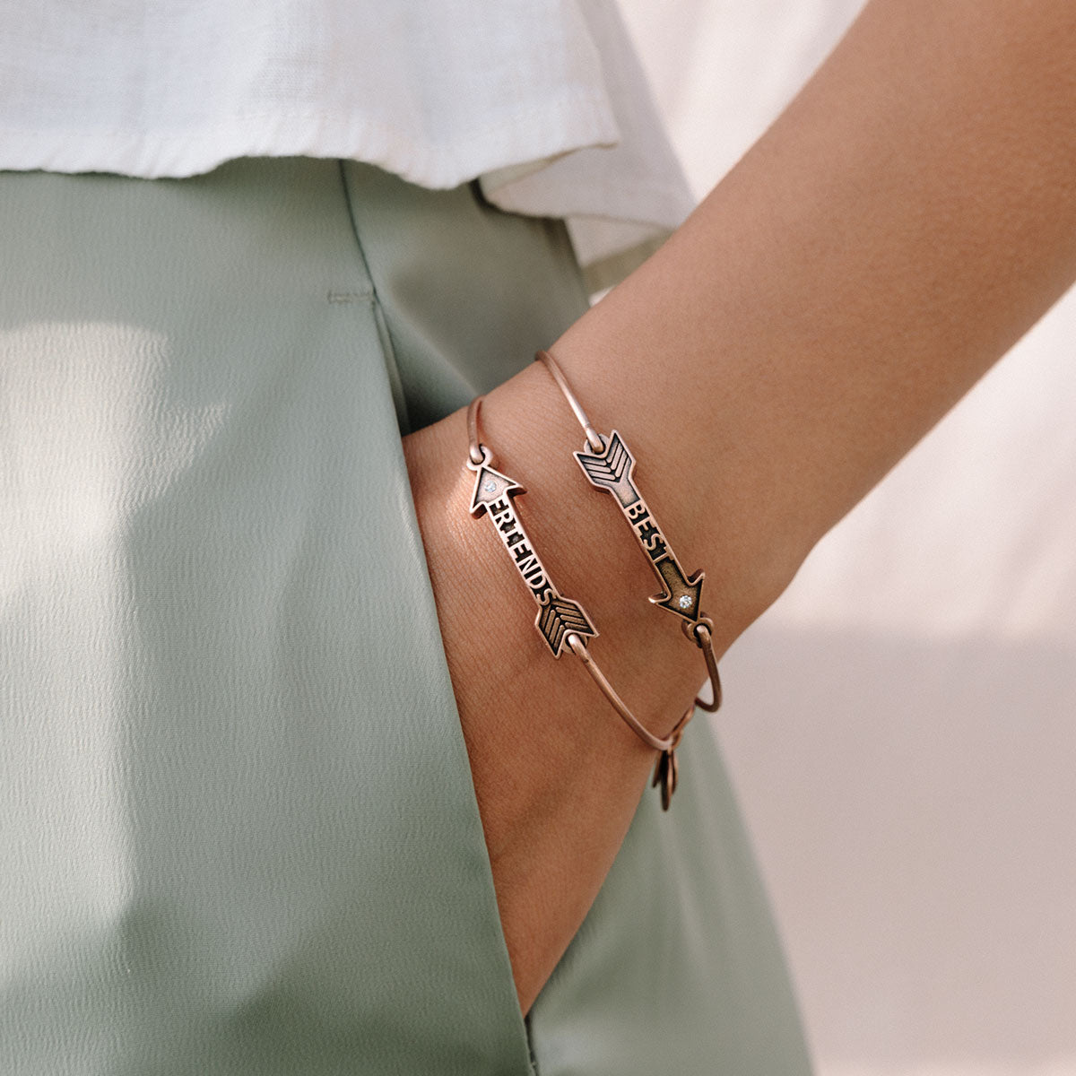 Best Friends Arrow Charm Bangle Set of 2 - Image 5