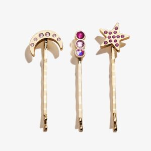 Amethyst Moon + Star Hair Pins. Set of 3
