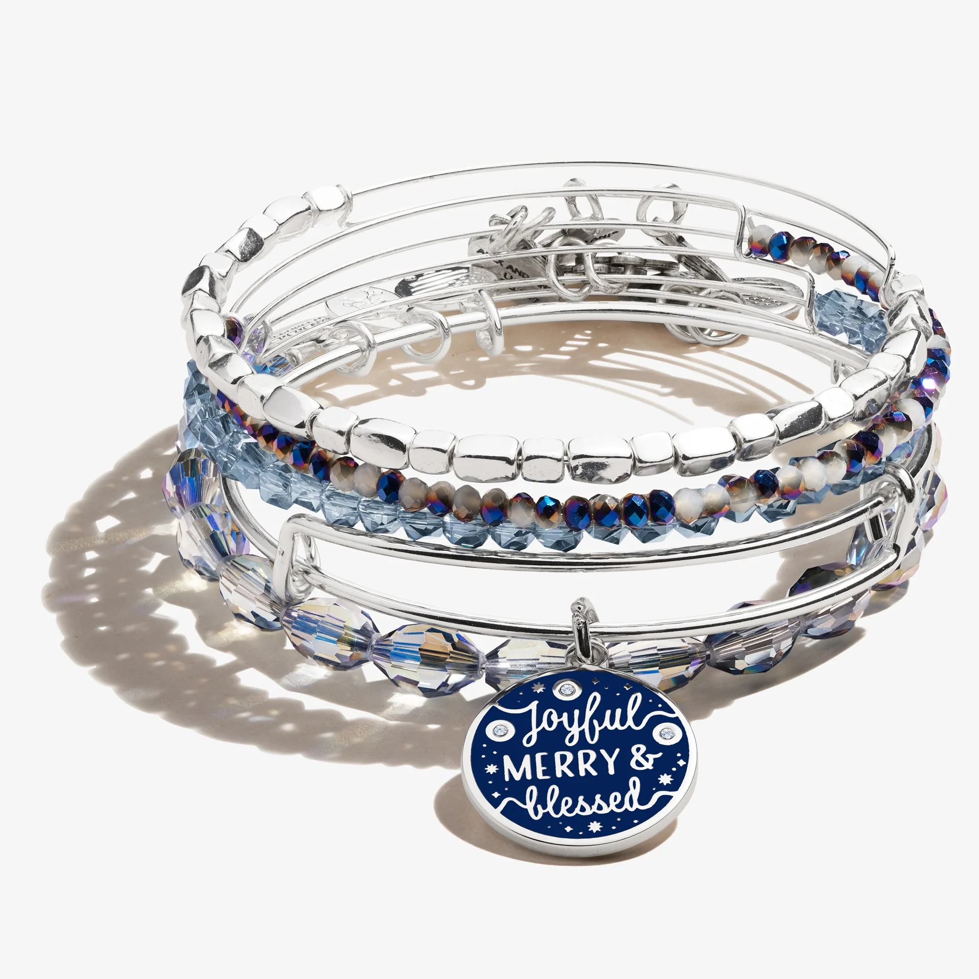 'Joyful. Merry & Blessed' Bracelets. Set of 5