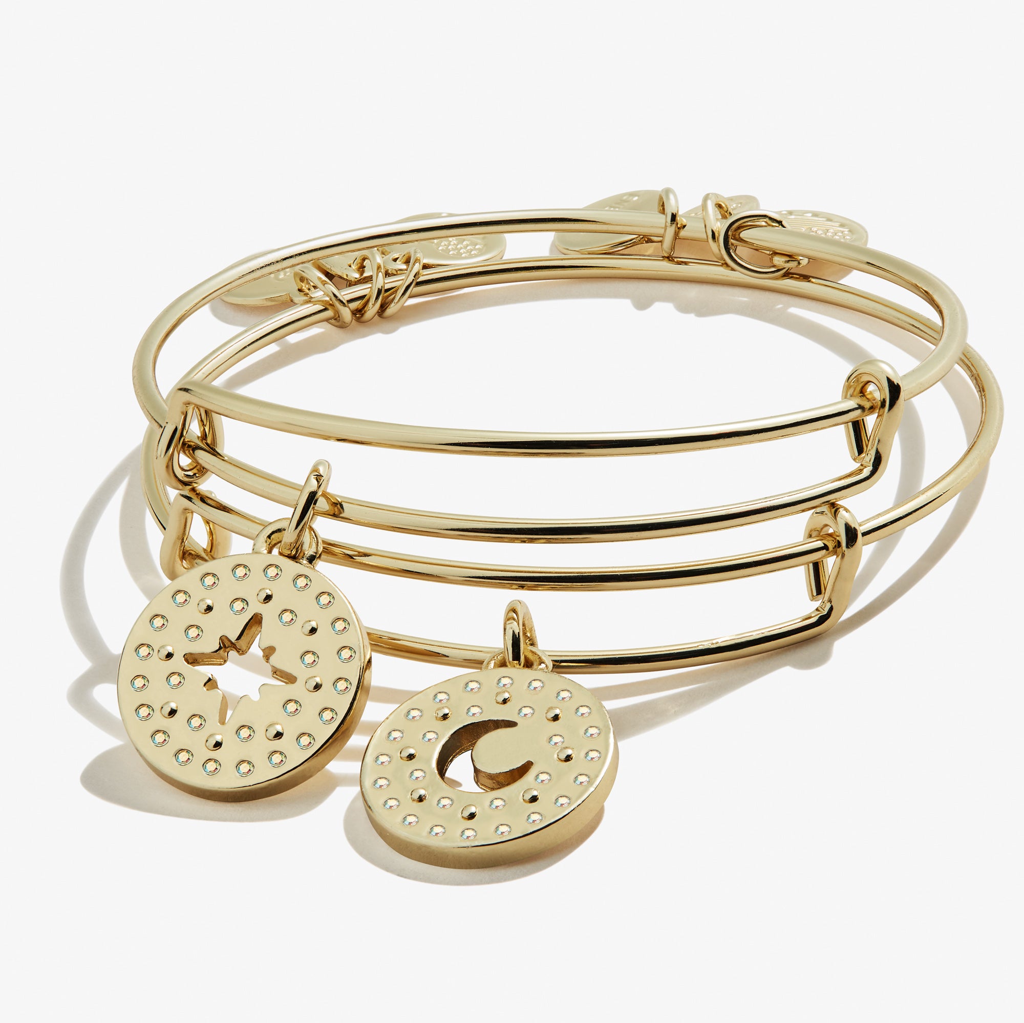 Best Friends Moon + Star Charm Bangle. Set of 2 - Image 4