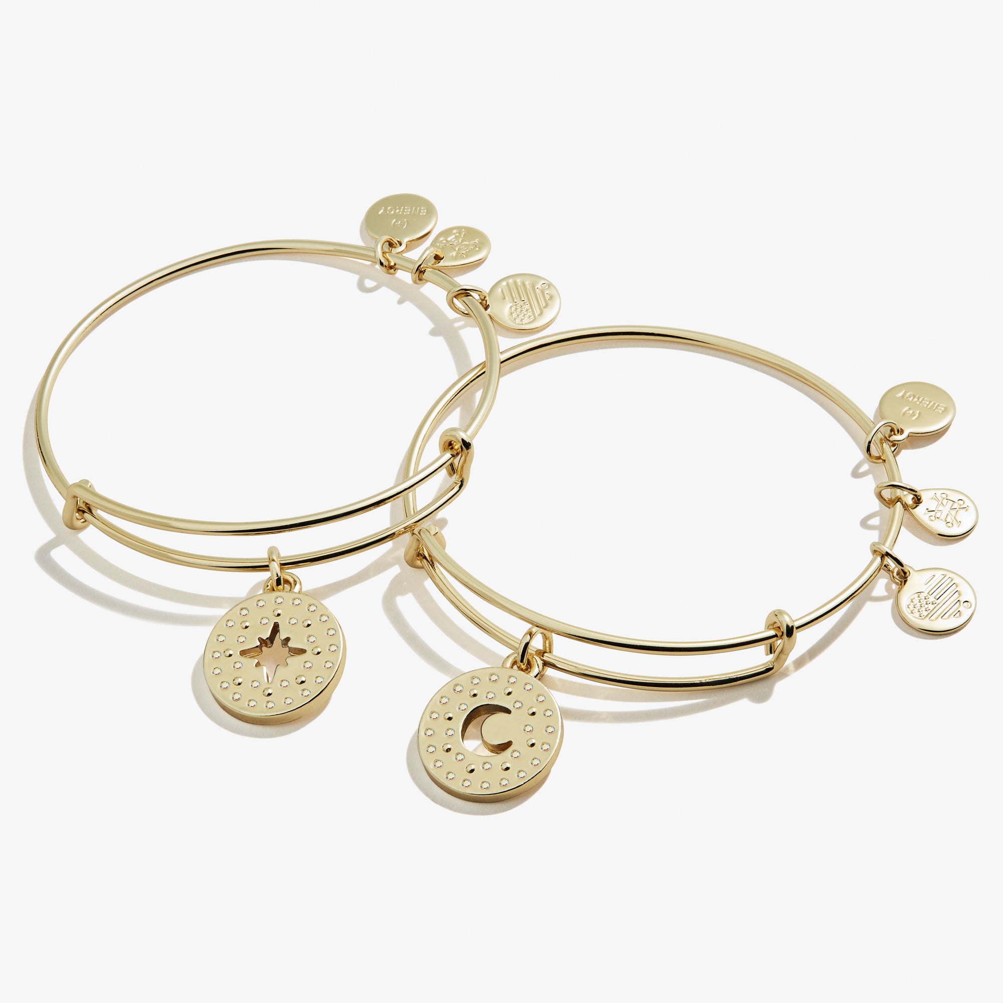 Best Friends Moon + Star Charm Bangle. Set of 2 - Image 6
