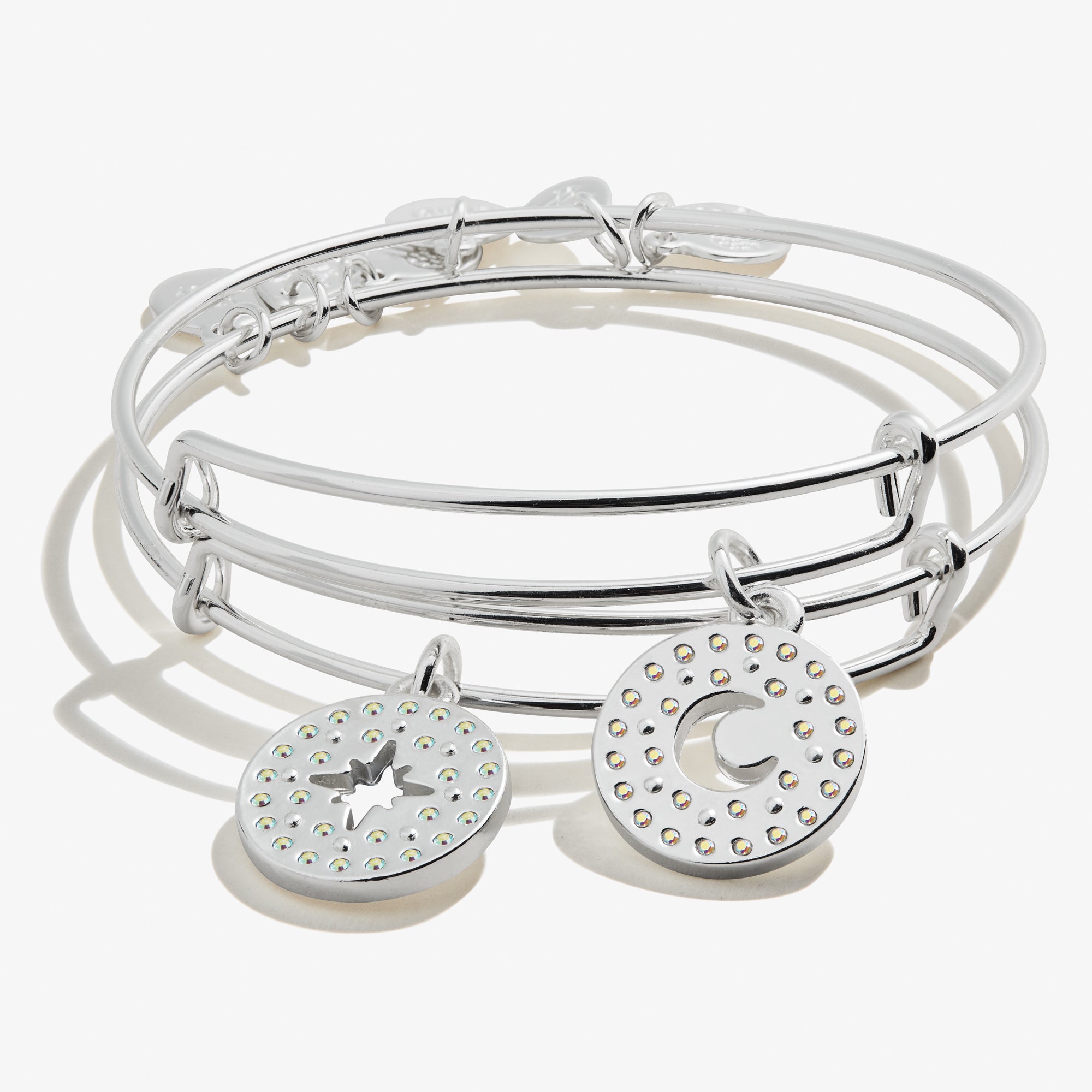 Best Friends Moon + Star Charm Bangle. Set of 2
