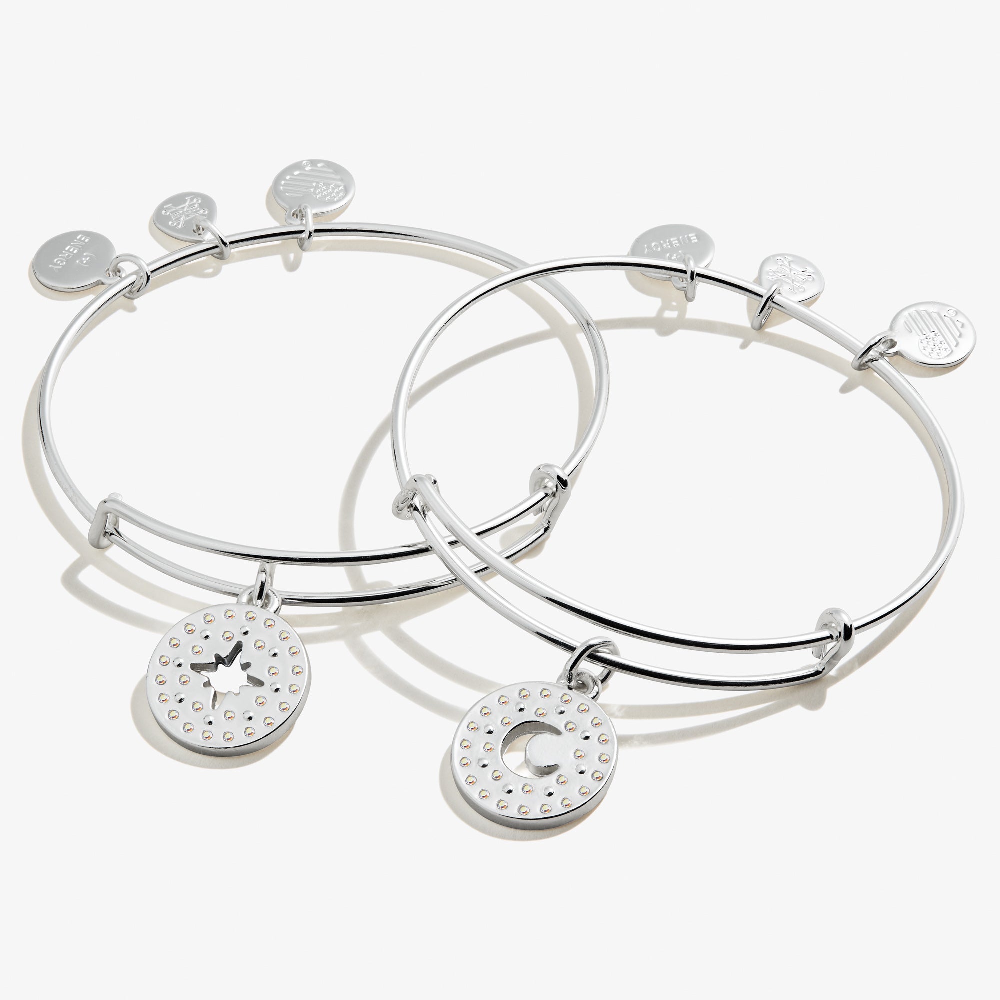 Best Friends Moon + Star Charm Bangle. Set of 2 - Image 3