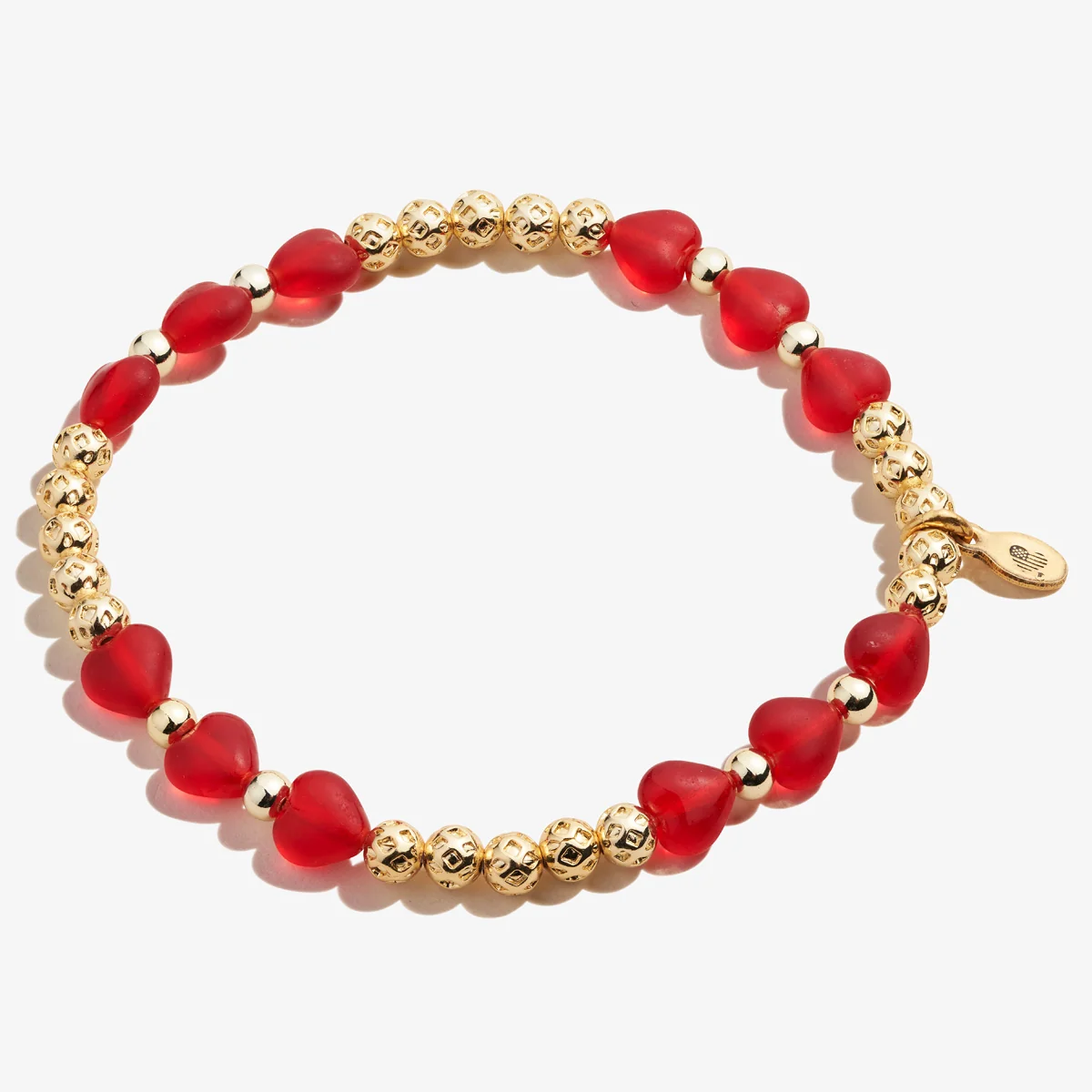 Crystal Heart Stretch Bracelet. Red