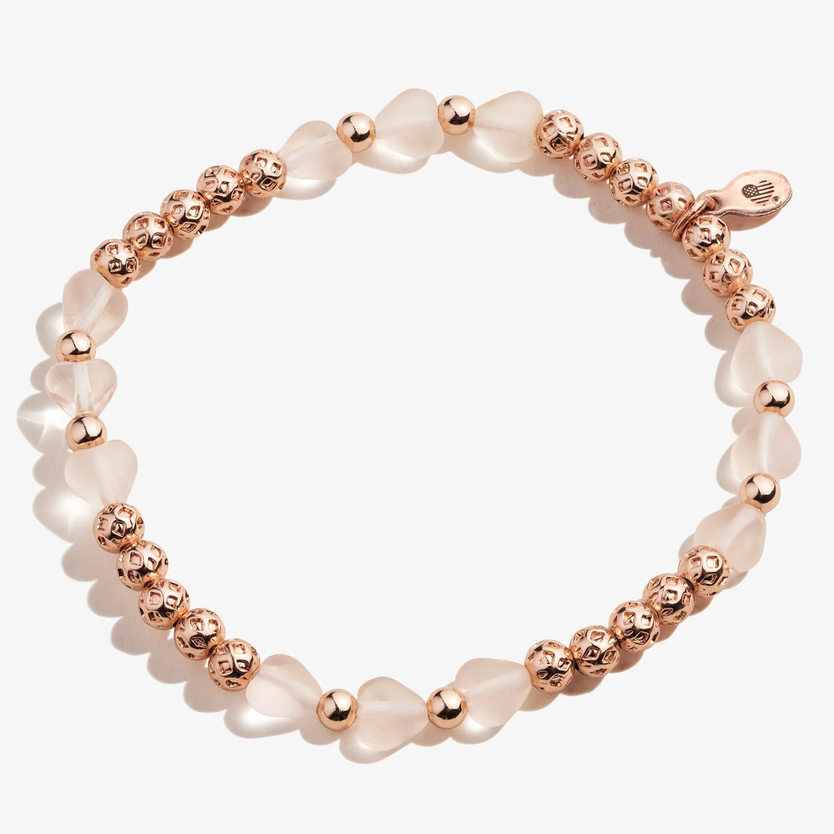Crystal Heart Stretch Bracelet. Pink