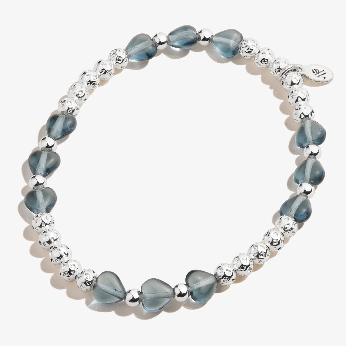 Crystal Heart Stretch Bracelet. Blue