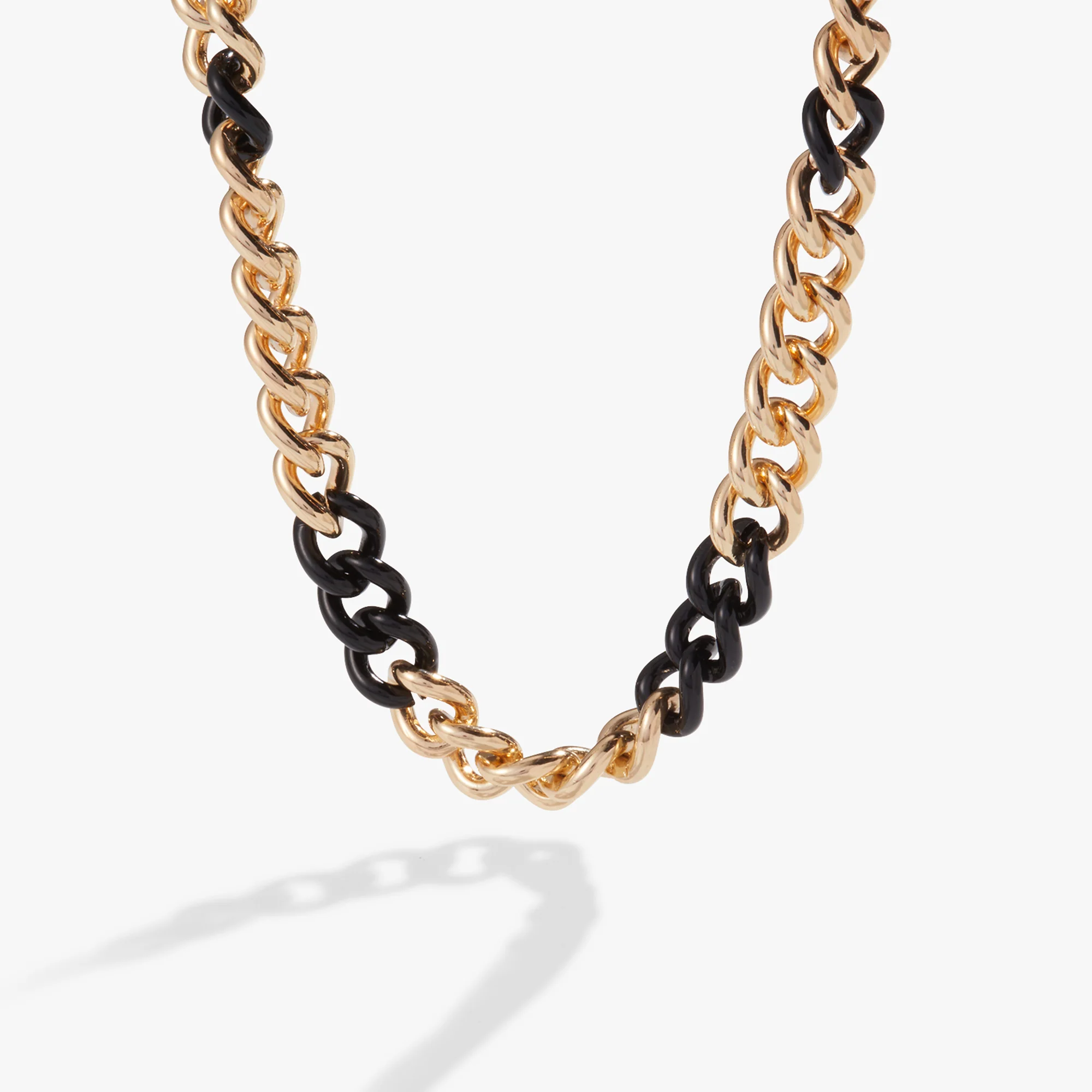 Color Block Chain Necklace. Black