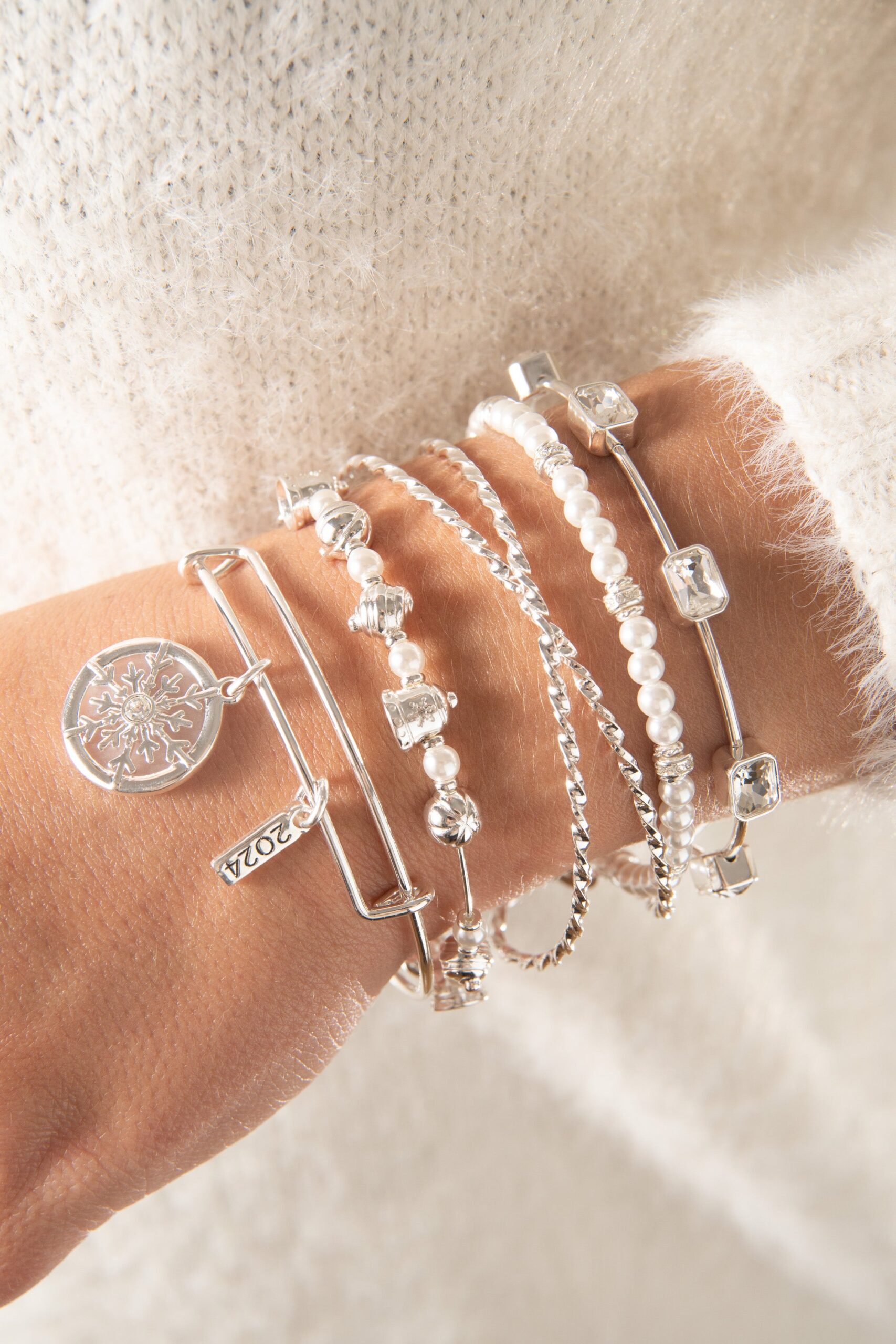 April Birthstone Emerald Cut Bangle - Image 3