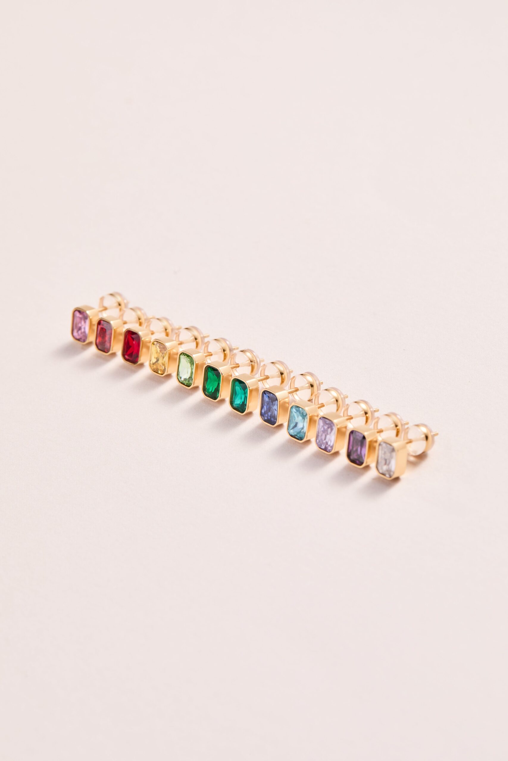 October Emerald-Cut Birthstone Stud Earrings - Image 5