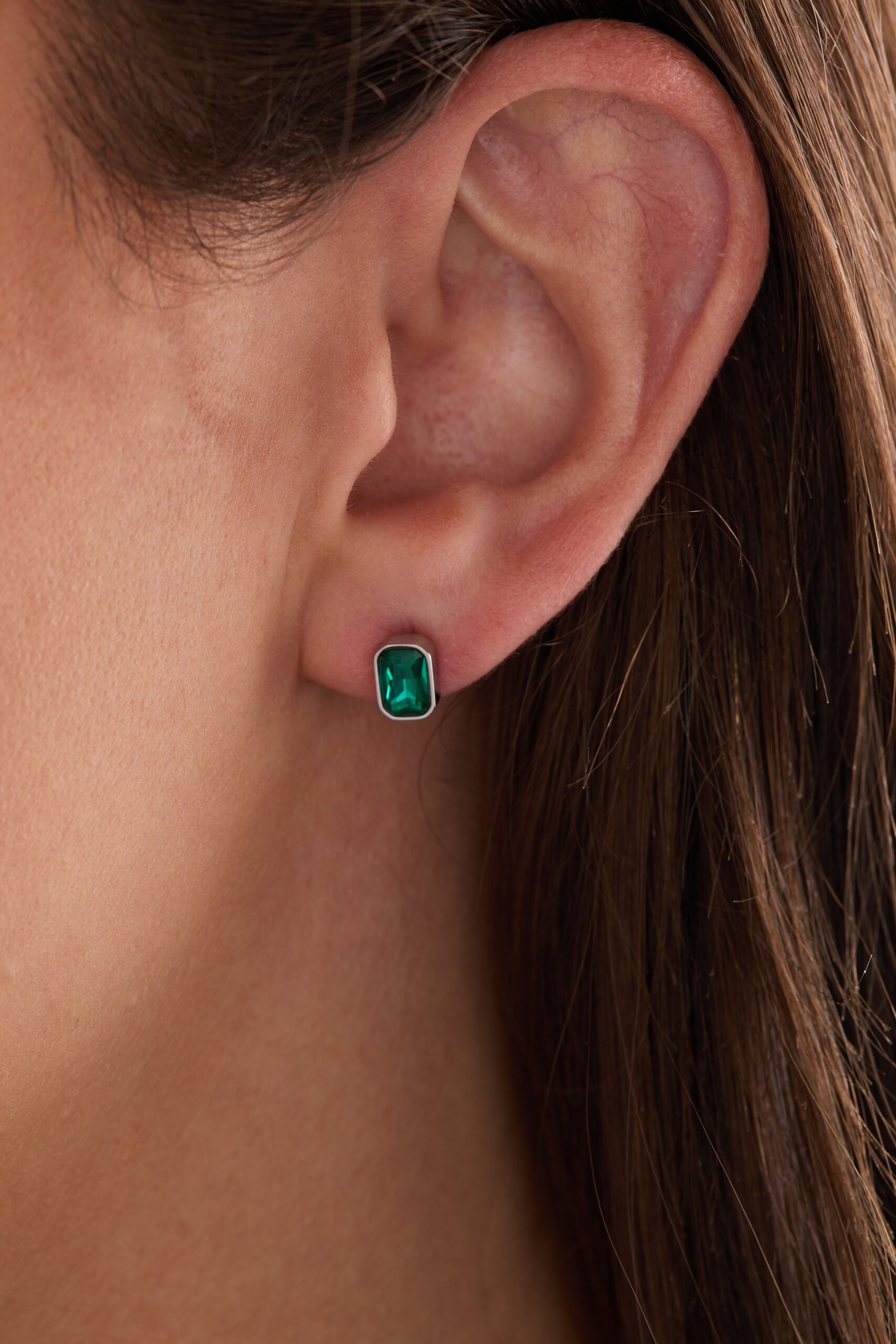 December Emerald-Cut Birthstone Stud Earrings - Image 6