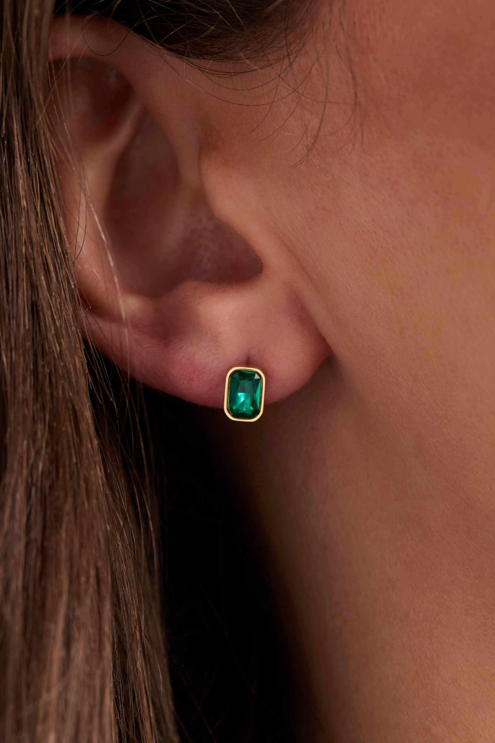 December Emerald-Cut Birthstone Stud Earrings - Image 5