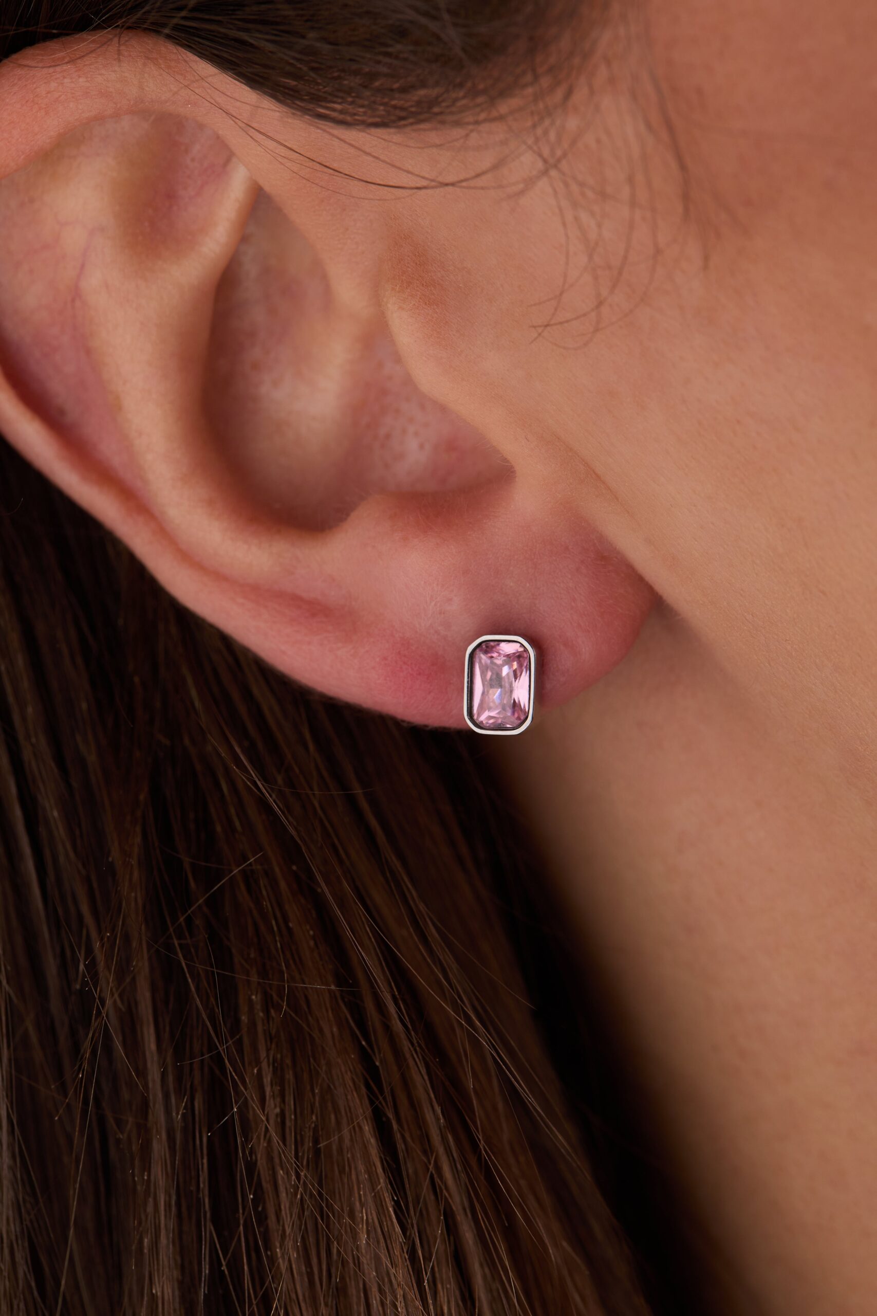 October Emerald-Cut Birthstone Stud Earrings - Image 6