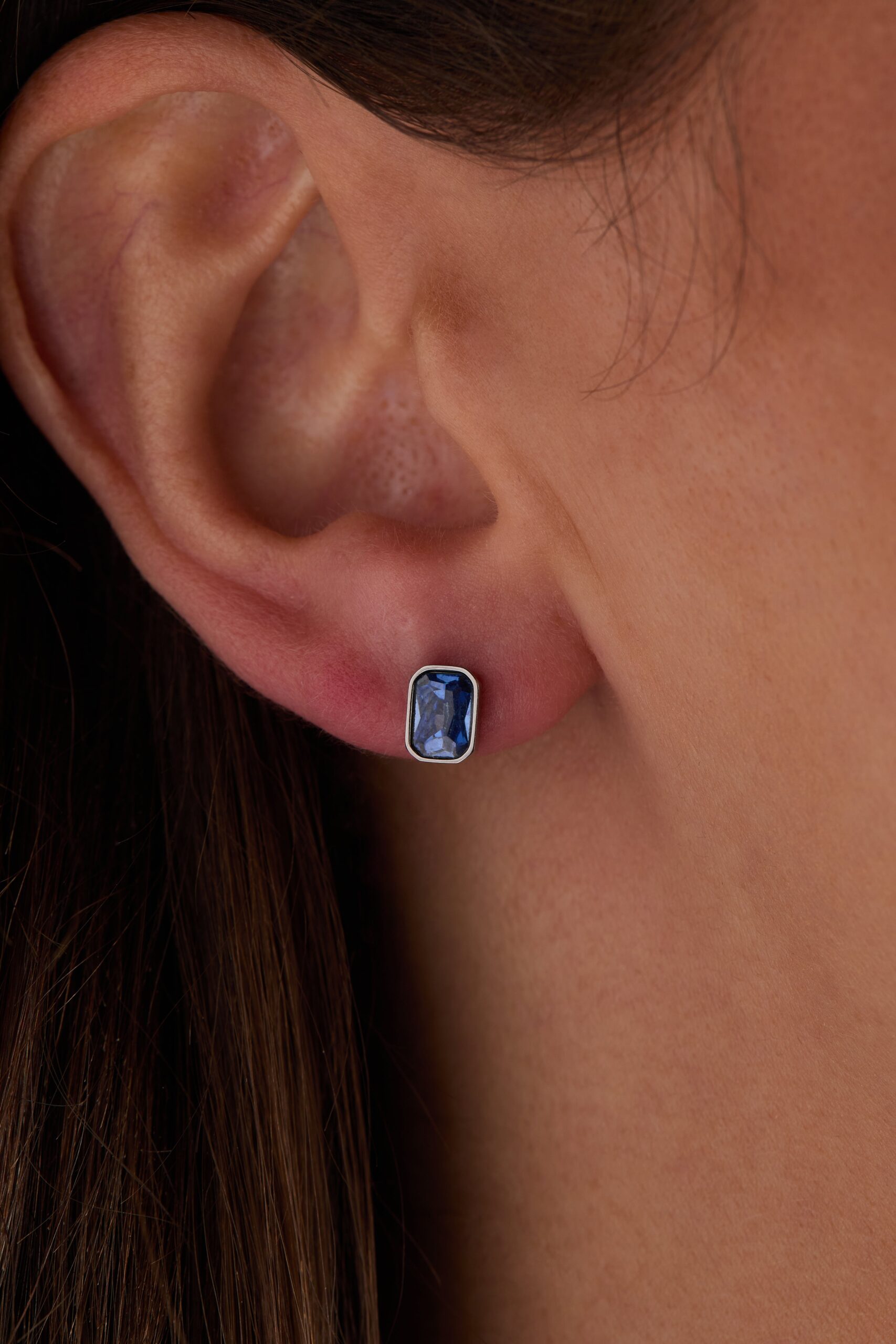 September Emerald-Cut Birthstone Stud Earrings - Image 7
