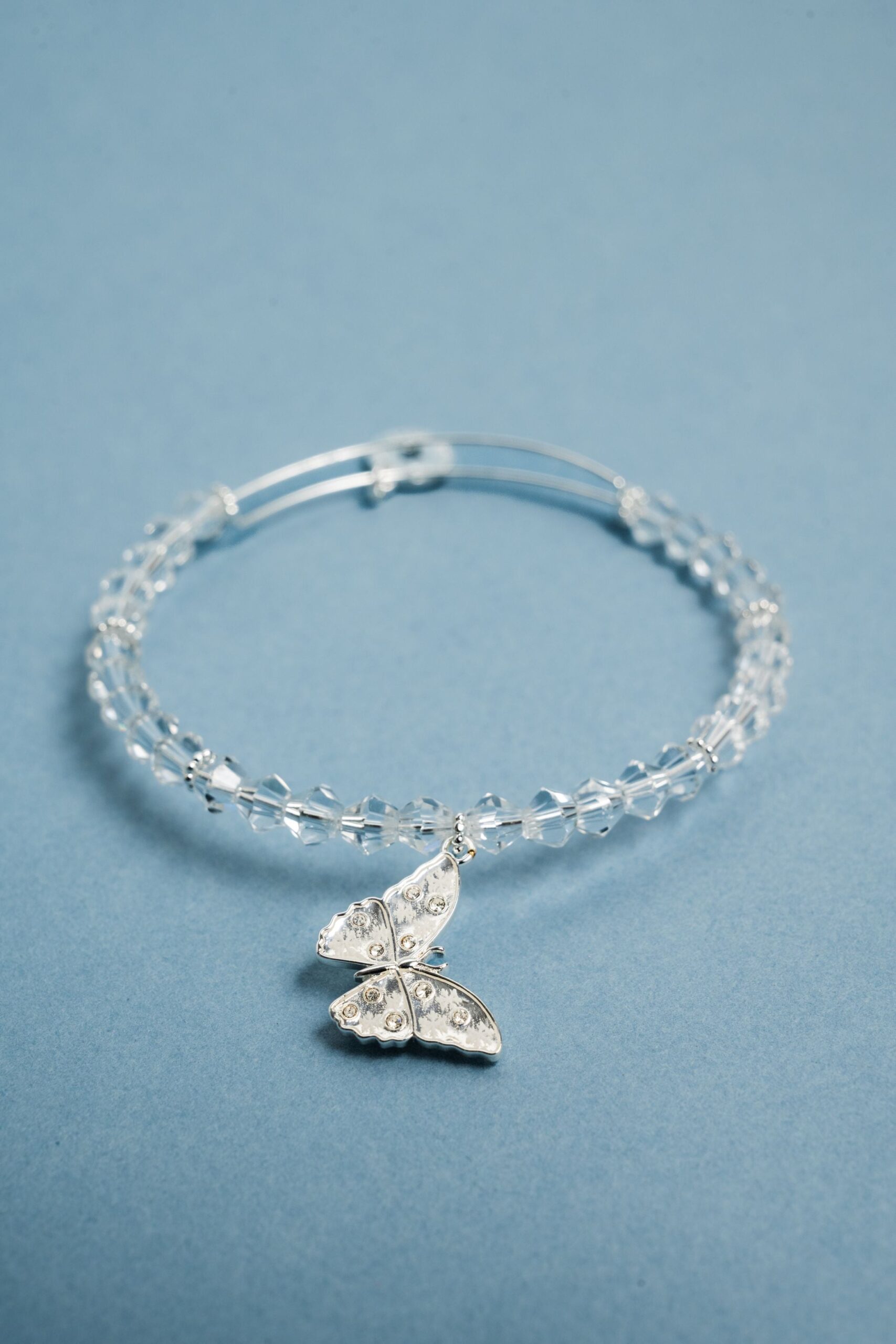 Glass Butterfly Beaded Charm Bangle - Image 4