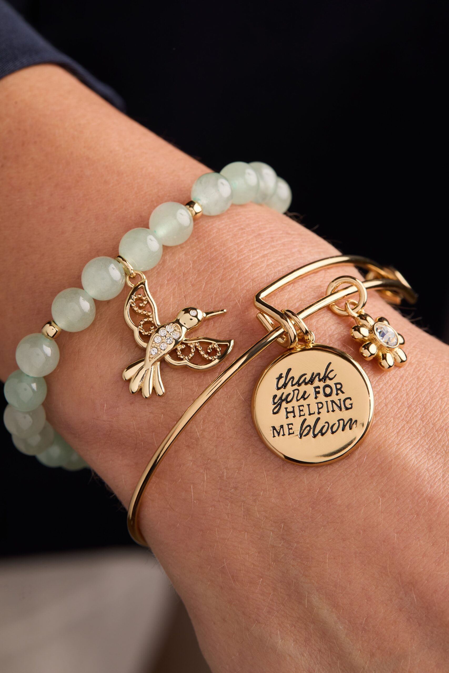 Thank You For Helping Me Bloom' Charm Bangle - Image 2