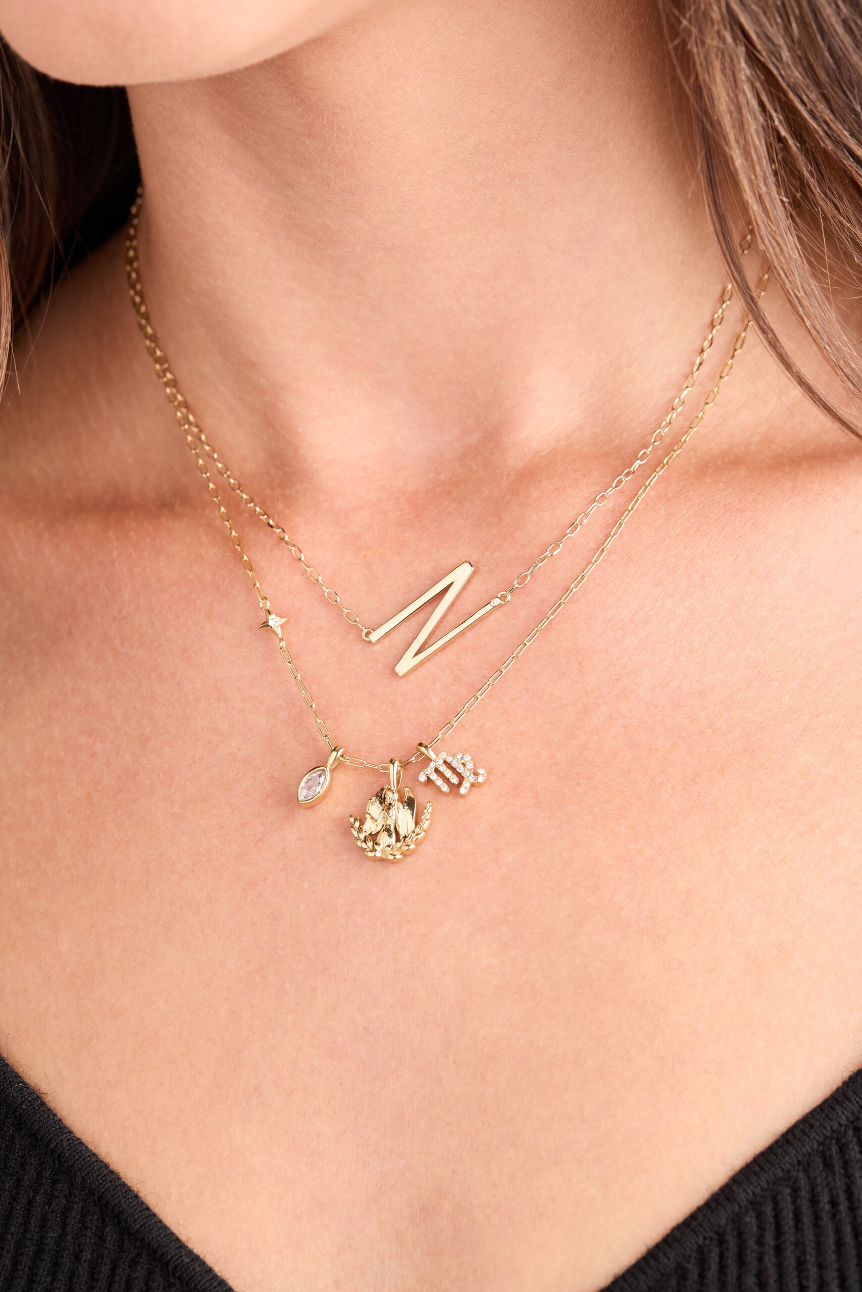 Virgo Zodiac Charm Cluster Necklace - Image 2