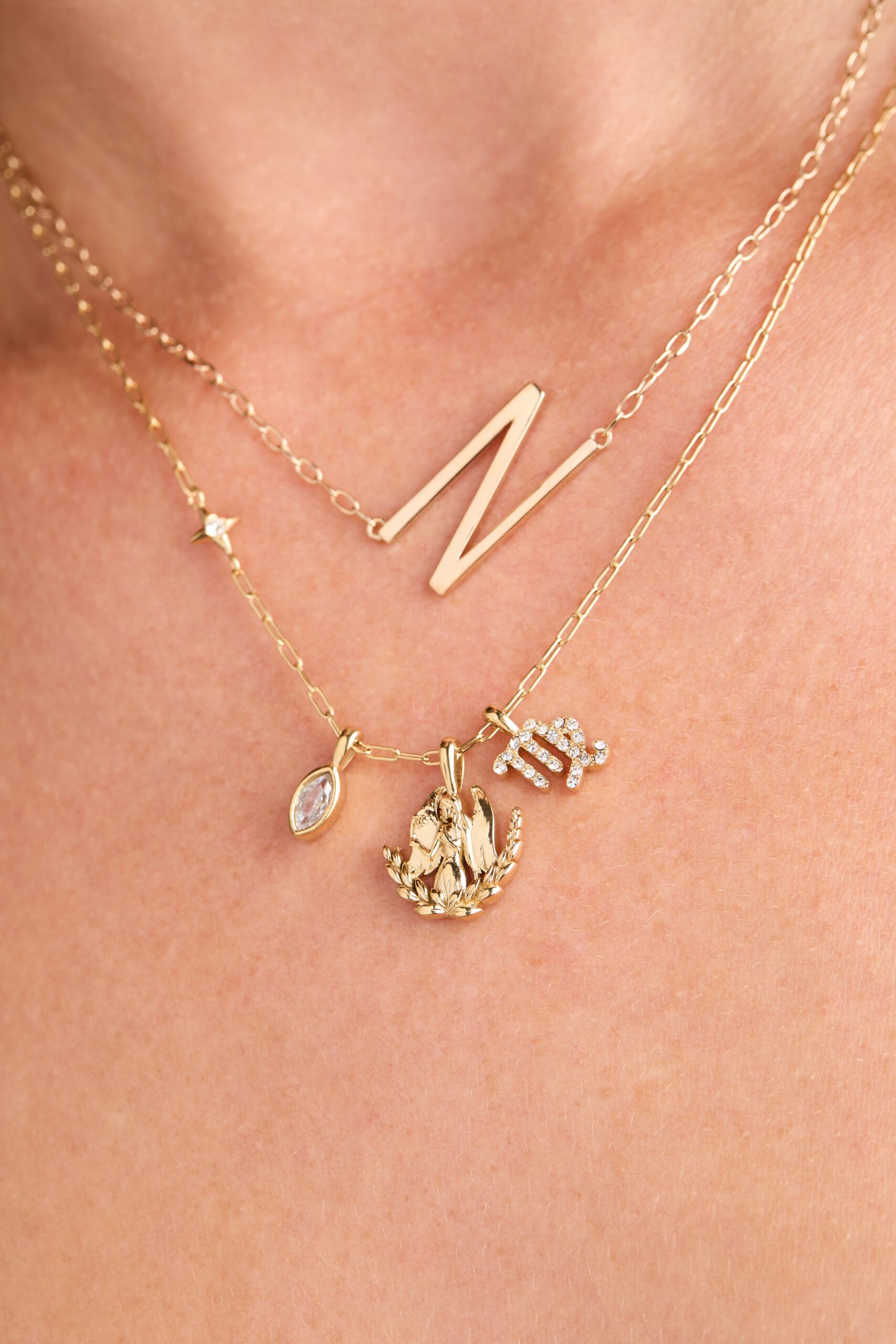 Virgo Zodiac Charm Cluster Necklace - Image 4