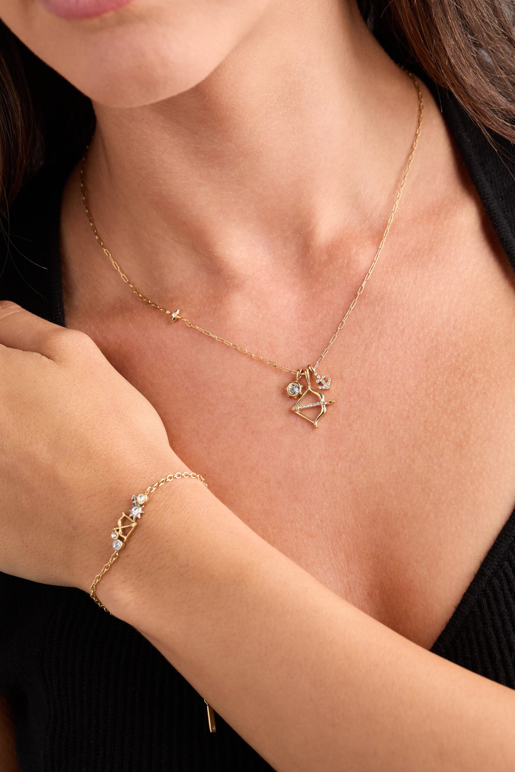 Sagittarius Zodiac Charm Cluster Necklace - Image 2