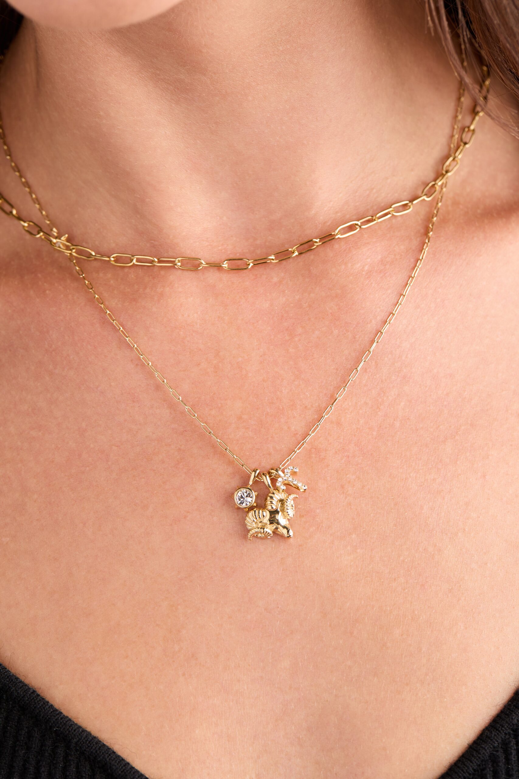 Aries Zodiac Charm Cluster Necklace - Image 2