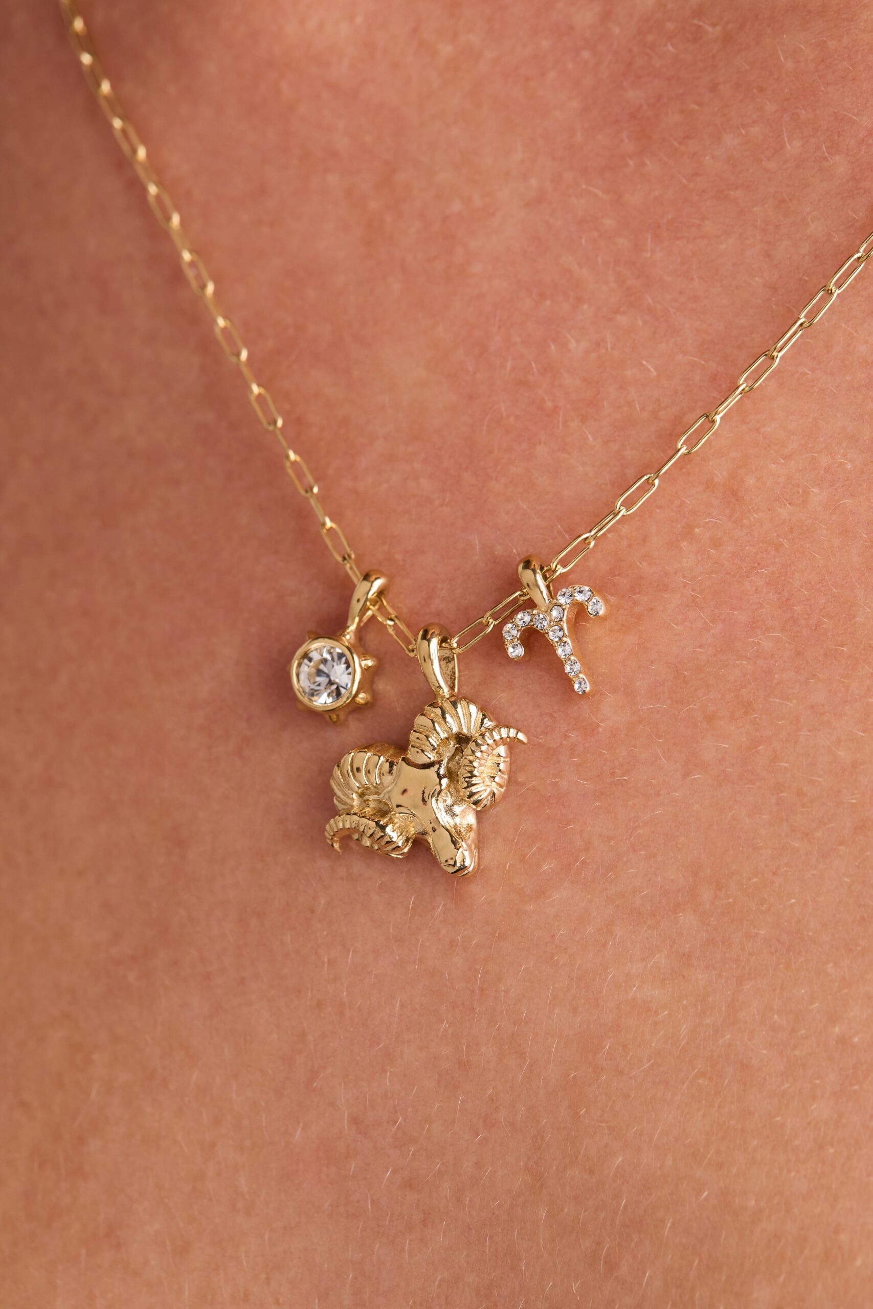 Aries Zodiac Charm Cluster Necklace - Image 4