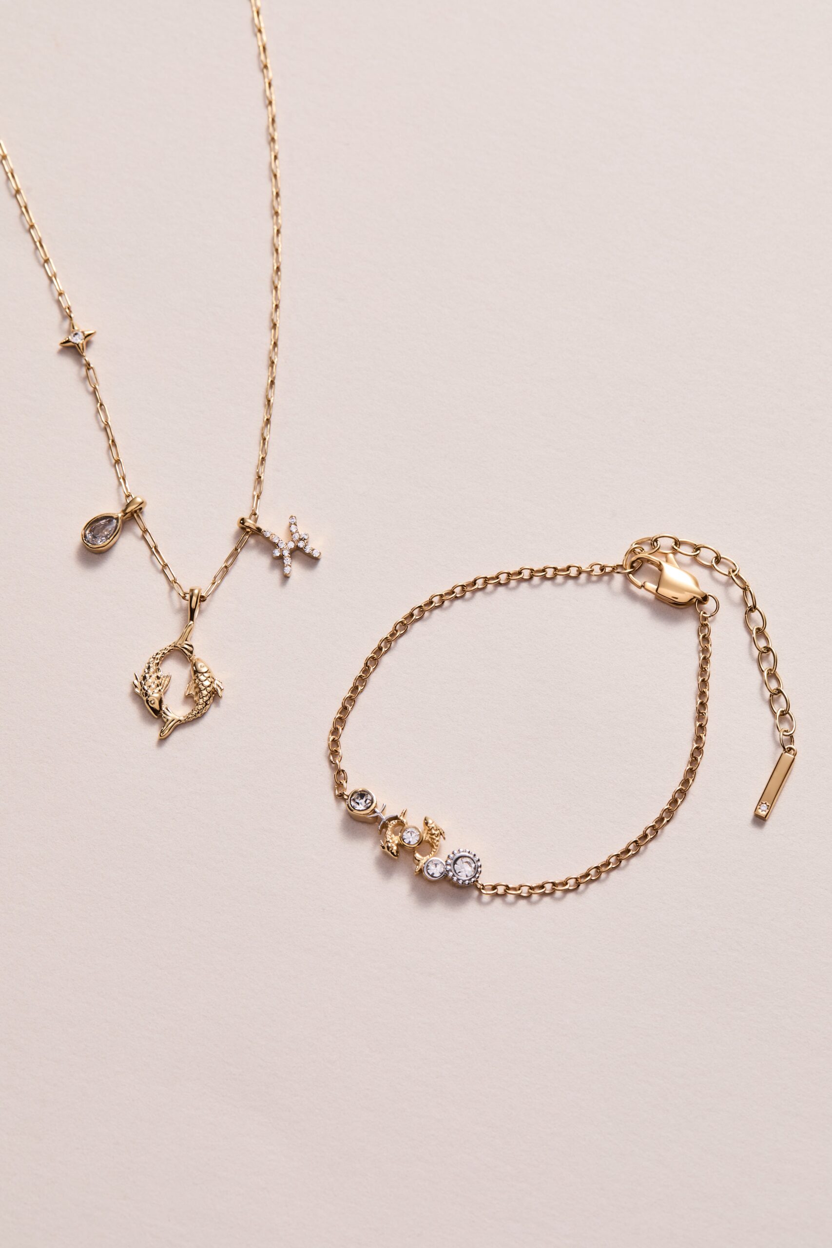 Pisces Zodiac Charm Cluster Necklace - Image 7