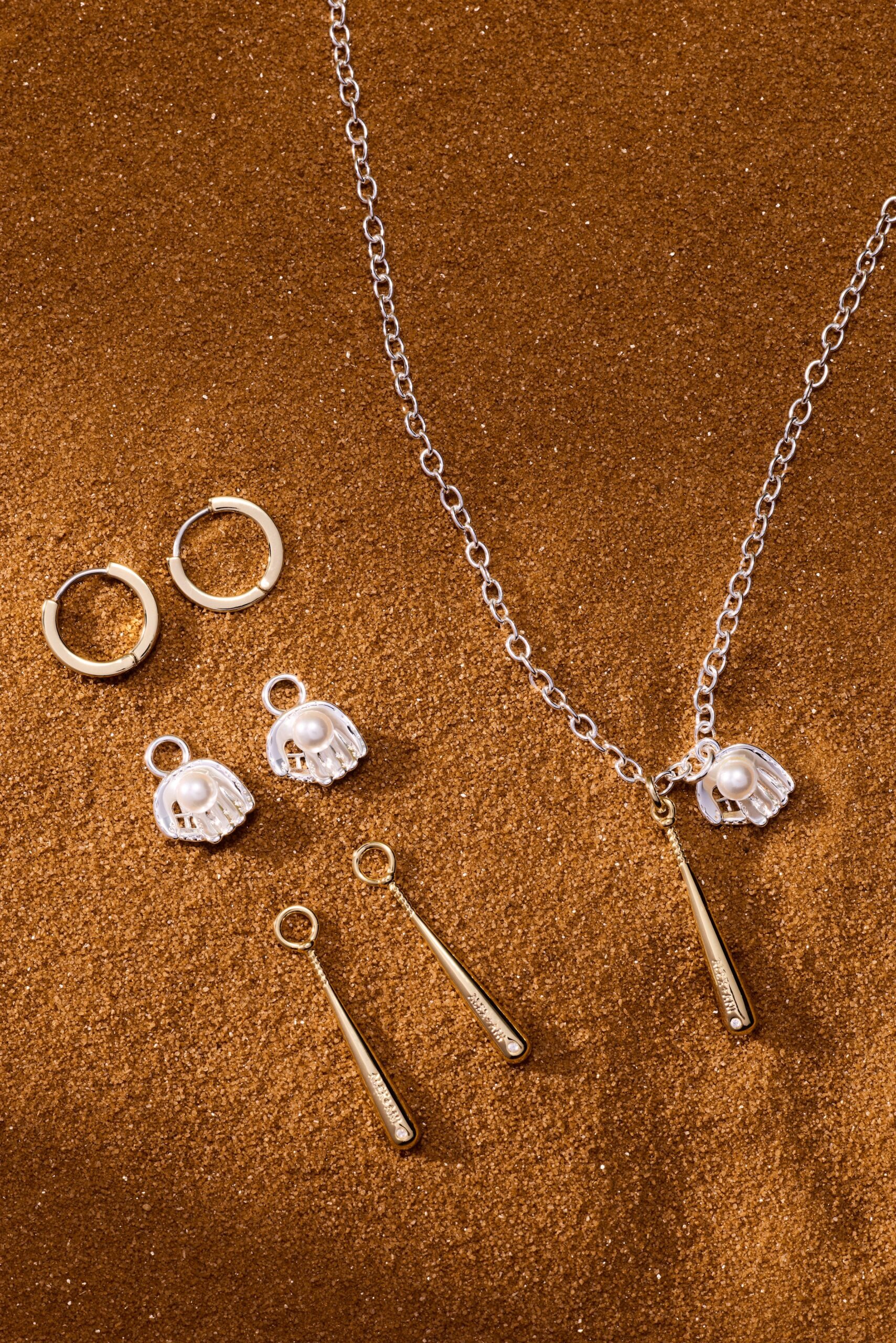 Ballgame Interchangeable Duo Charm Hoop Earrings - Image 5
