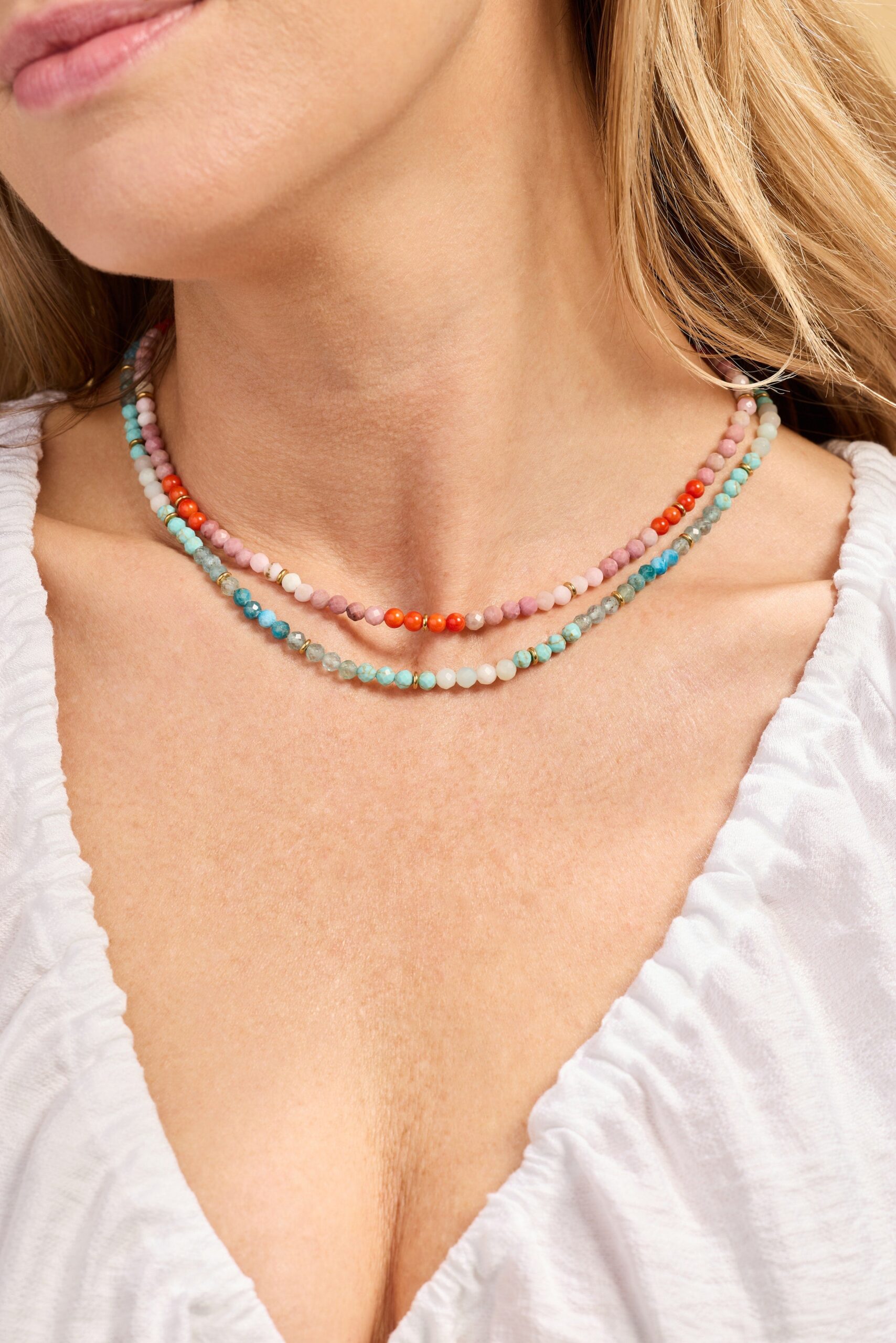 Coral Ombre Semi-Precious Beaded Necklace - Image 2