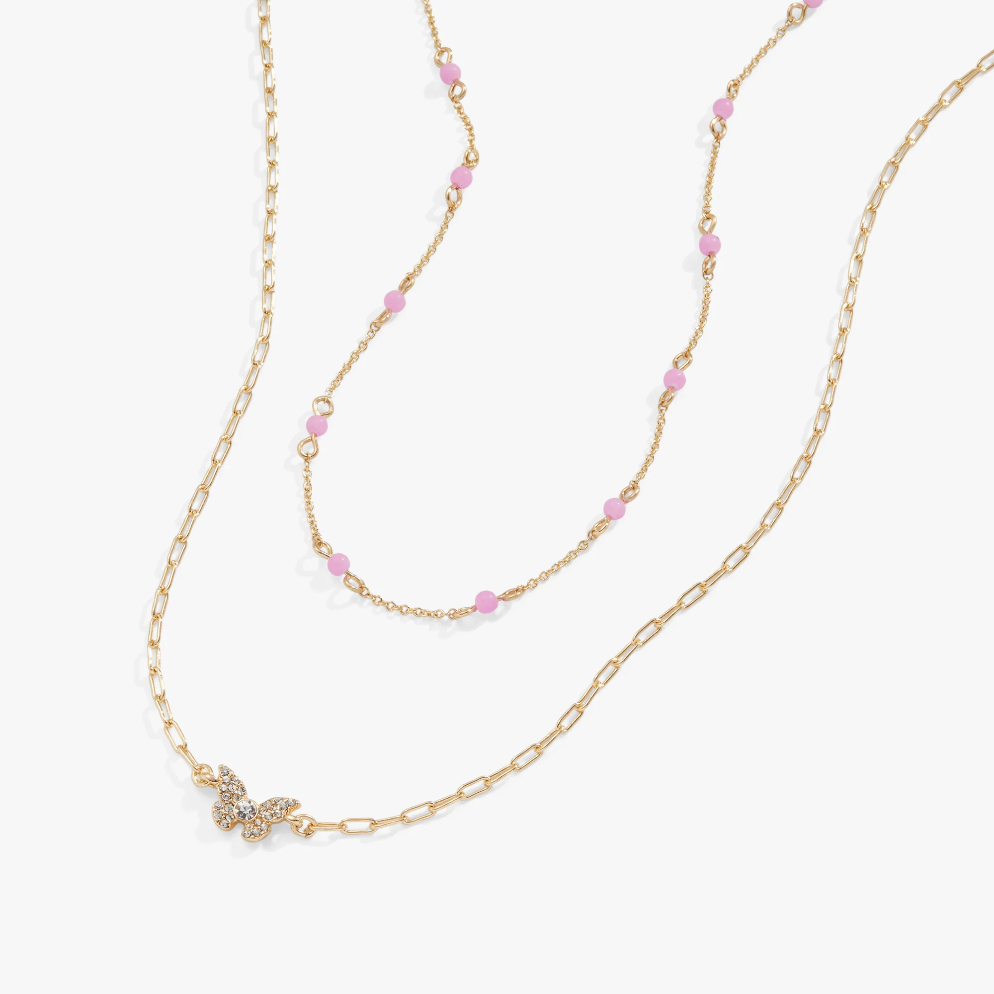Delicate Butterfly Necklace. Reconstituted Pink Agate