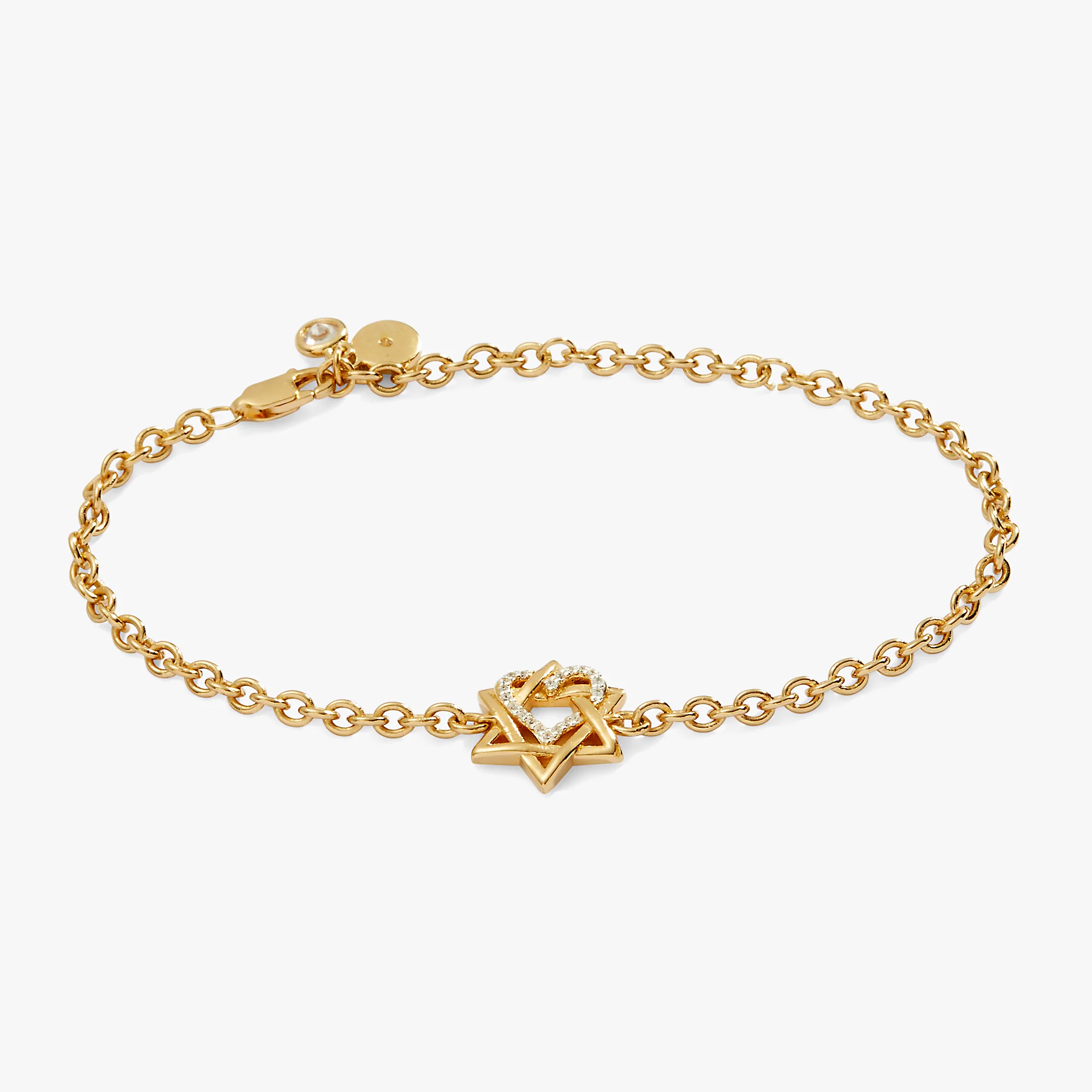 Star of David Heart Bracelet. 14kt Gold Plated