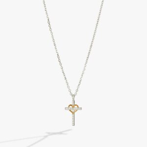 Cross And Heart Necklace. Sterling Silver