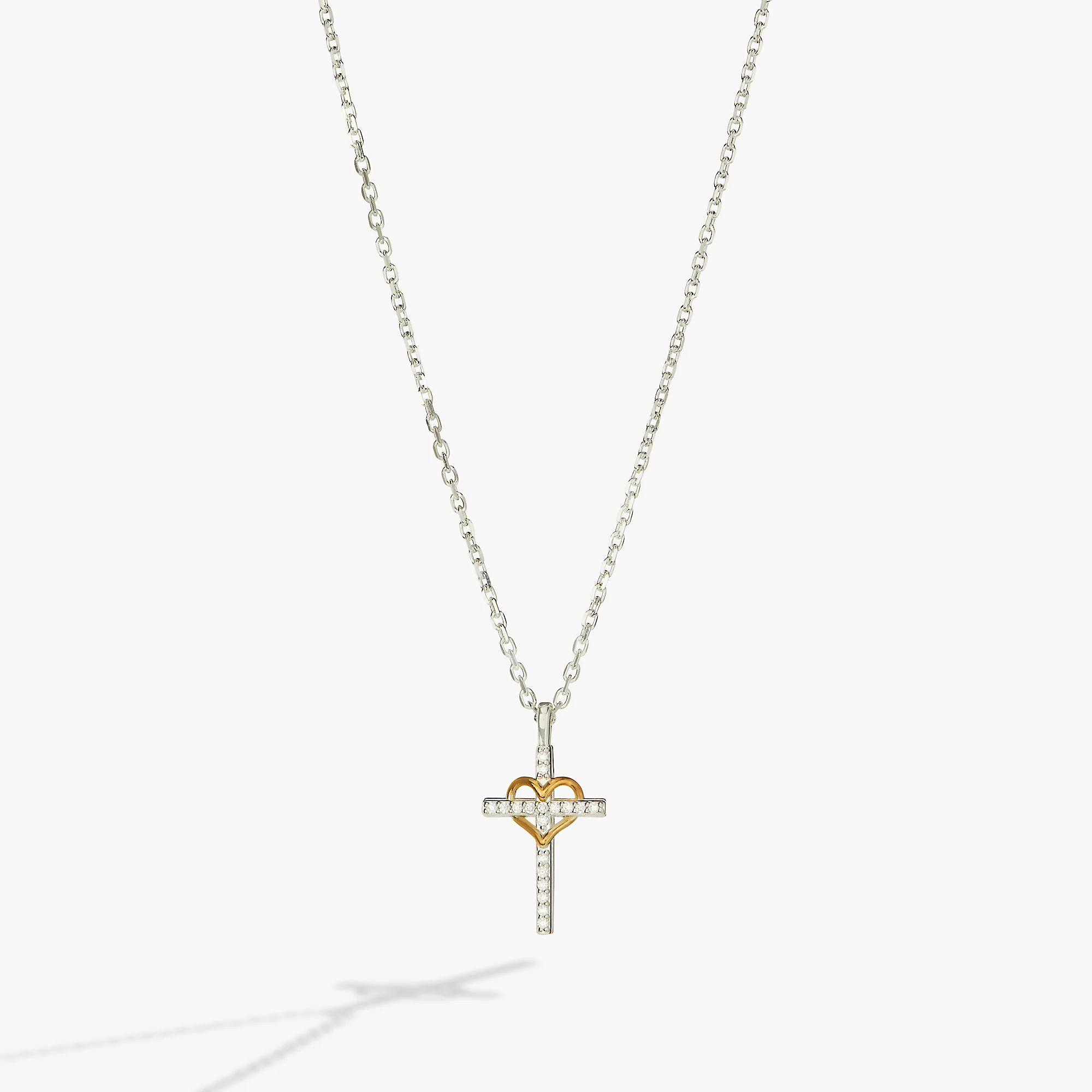 Cross And Heart Necklace. Sterling Silver