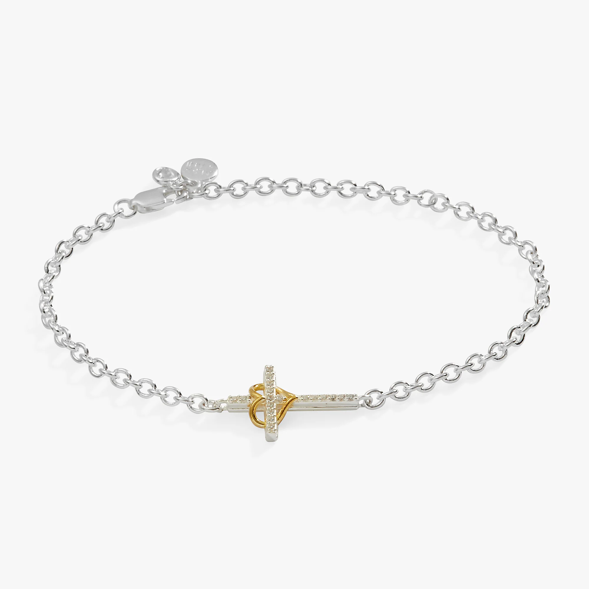 Cross And Heart Bracelet. Sterling Silver