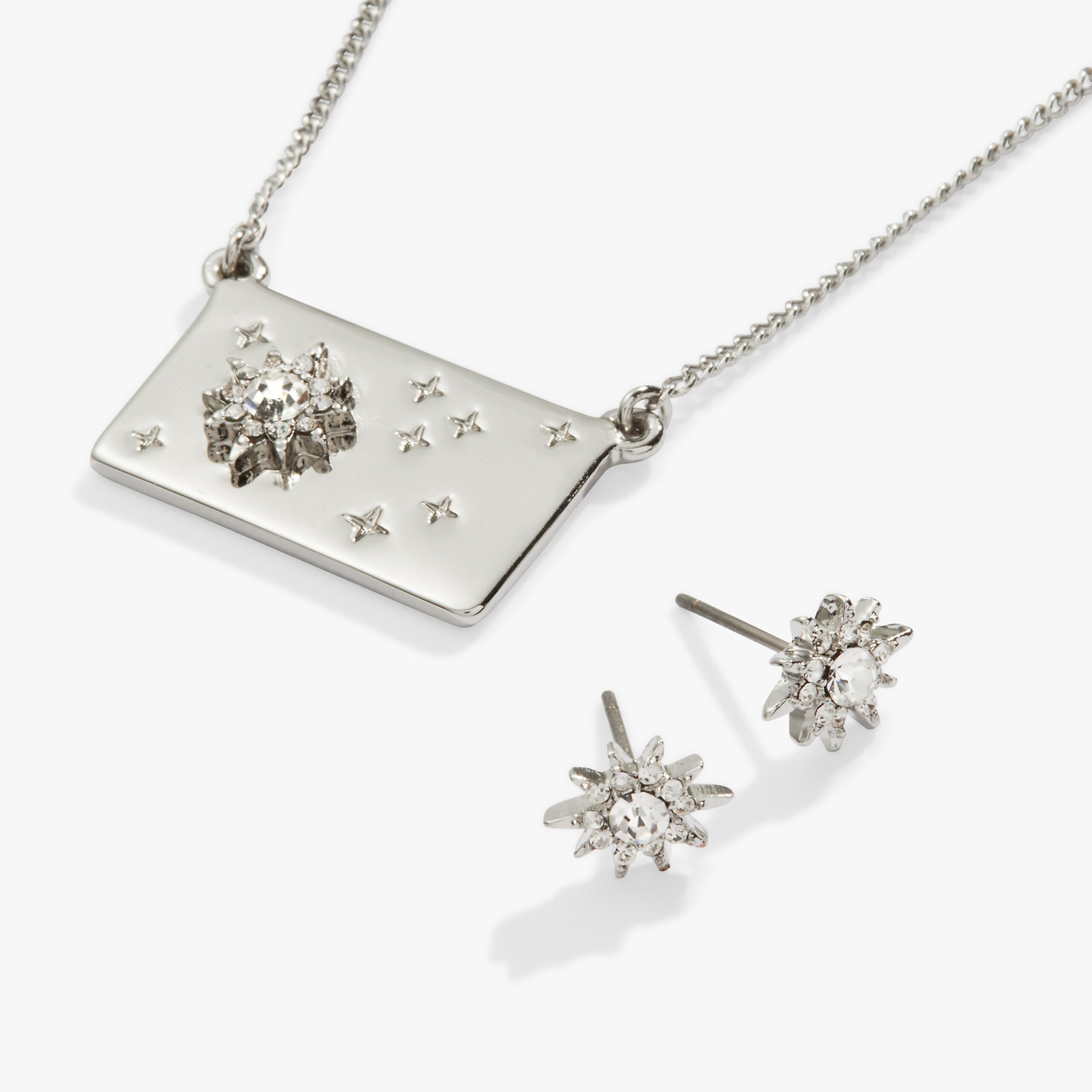 Starburst Charm Necklace and Stud Earring Gift Set - Image 2