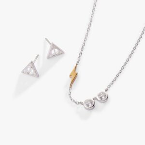 Harry Potter™ Glasses and Deathly Hallows Necklace and Earring Set. Sterling Silver