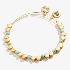 Antique Americana Heart Beaded Bangle. Mint Green