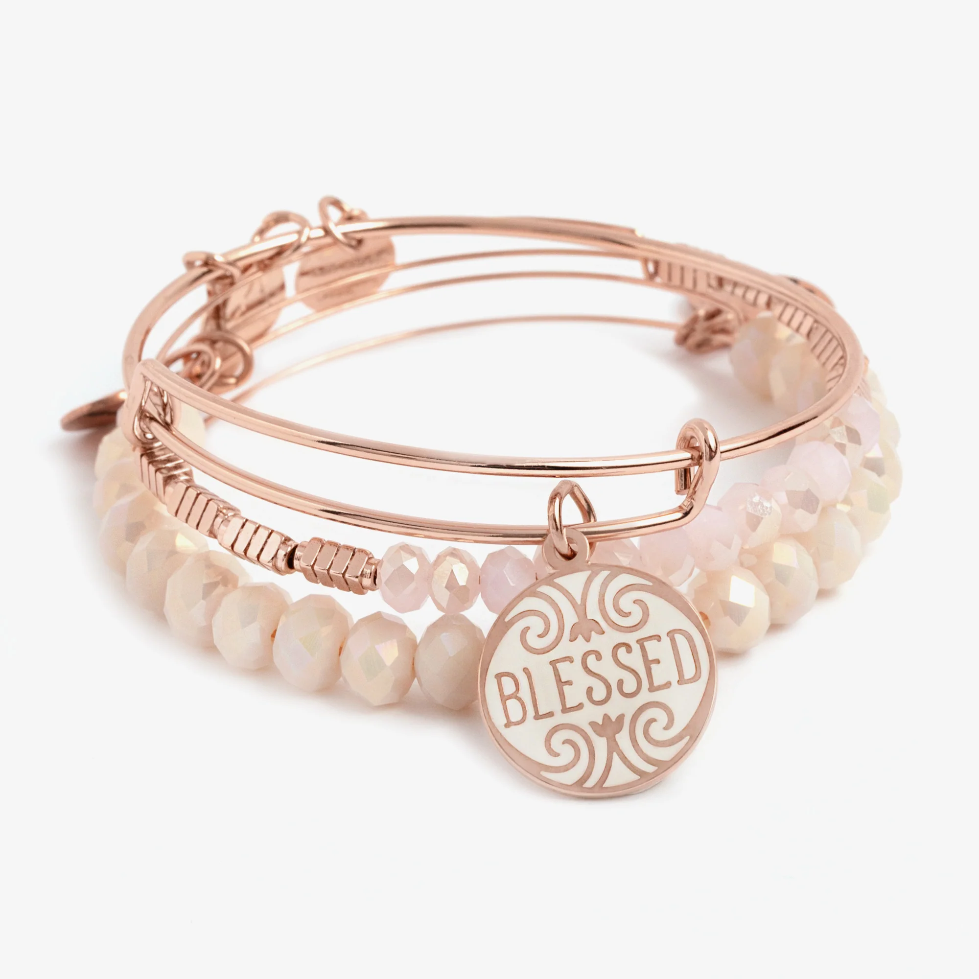 'Blessed' Charm Bangle. Set of 3