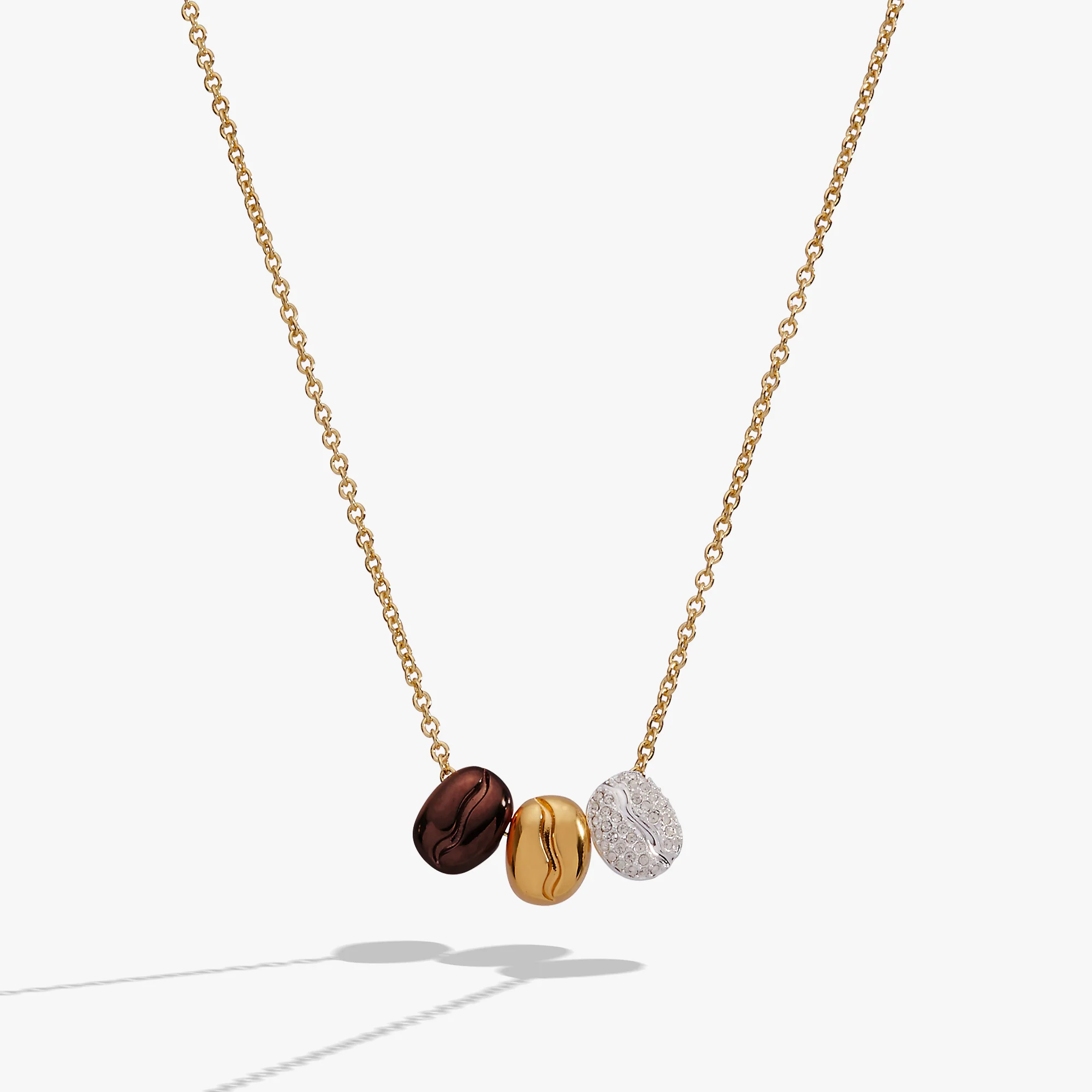 Coffee Bean 'Happiness. Wealth. Health' Engraved Pendant Necklace