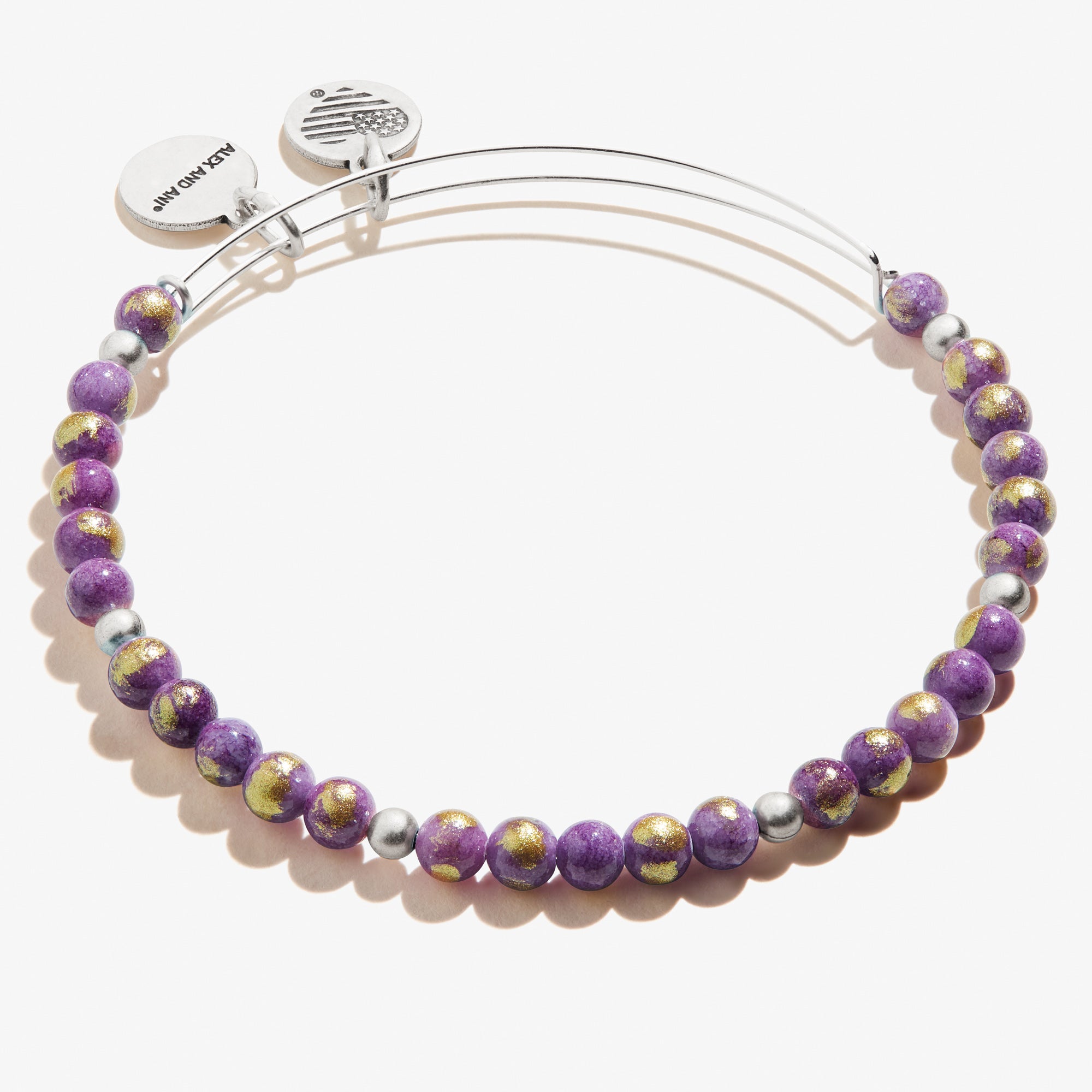 Antique Americana Grateful Beaded Bangle. Purple