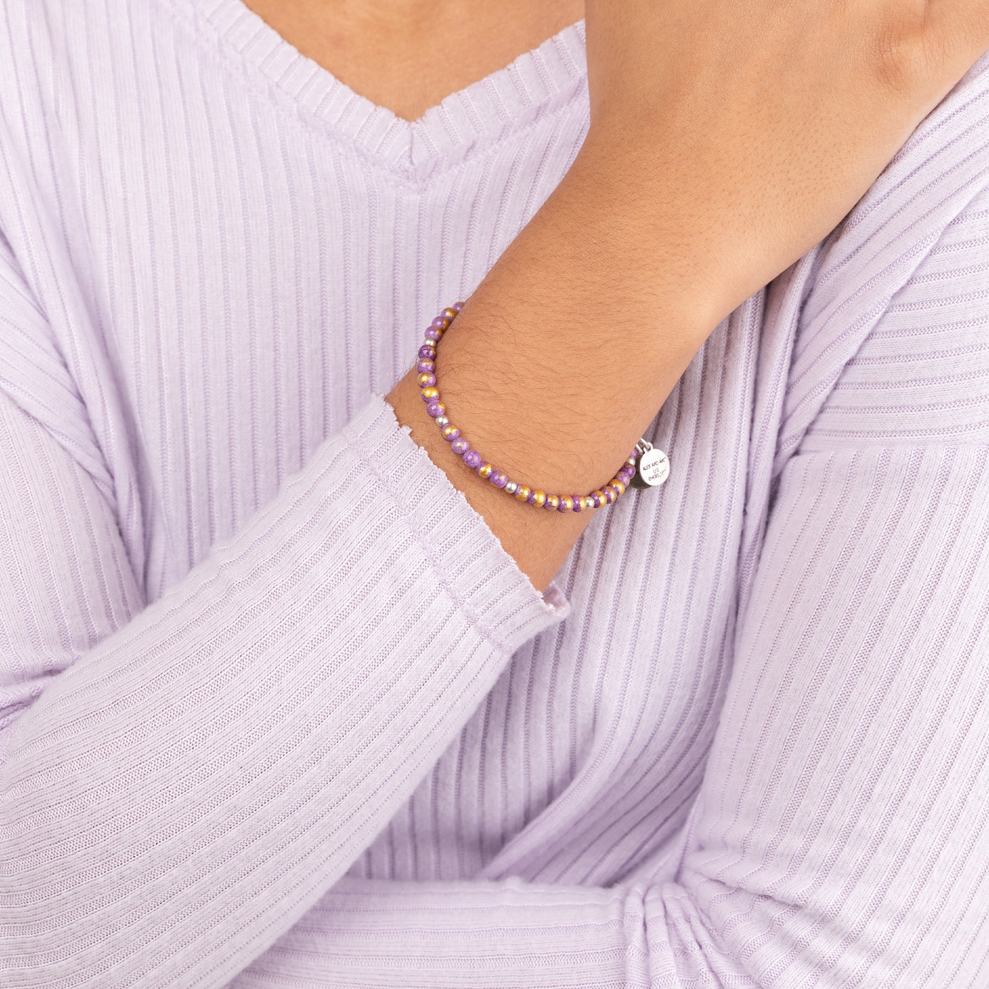 Antique Americana Grateful Beaded Bangle. Purple - Image 2