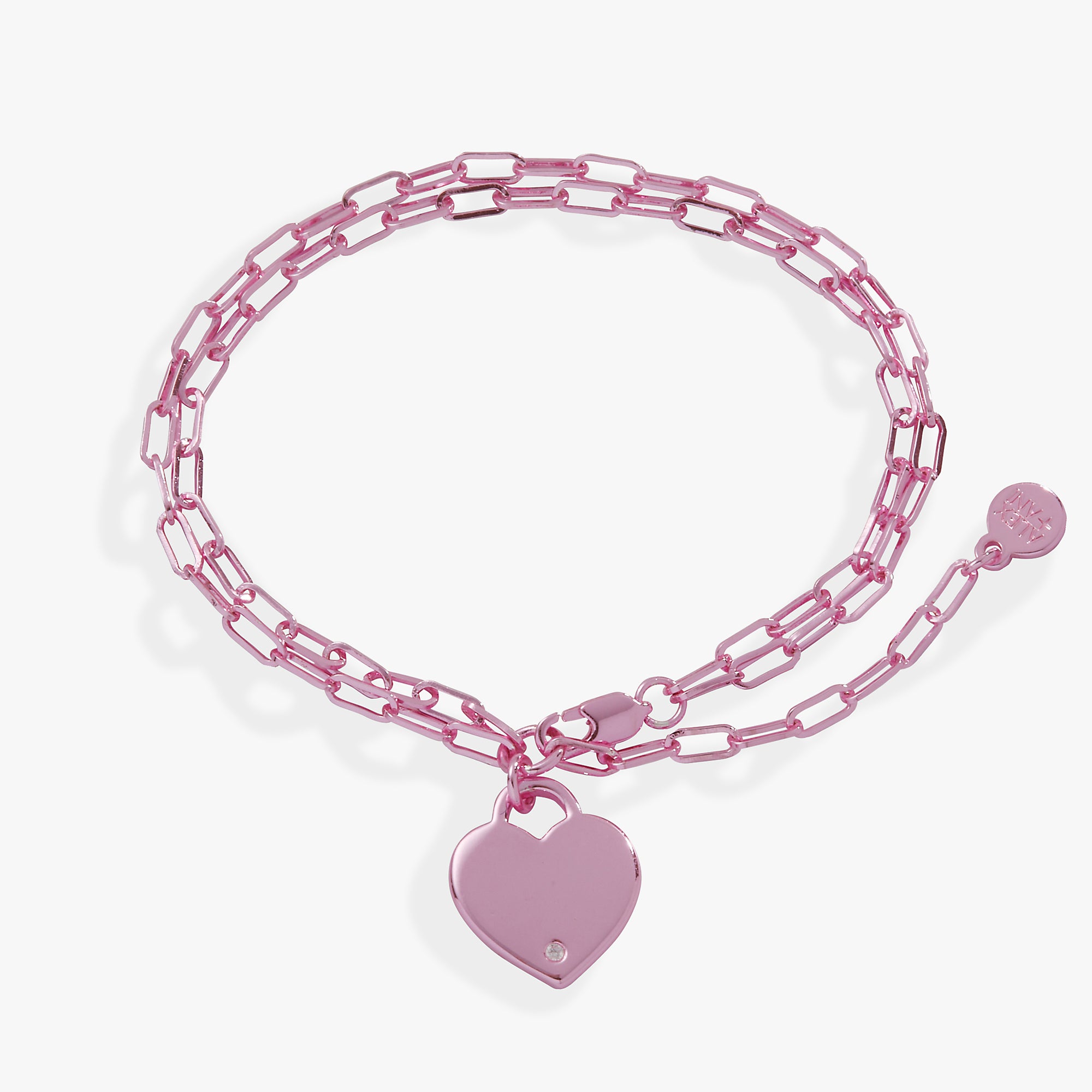 Heart Charm Double Paperclip Chain Bracelet - Image 6