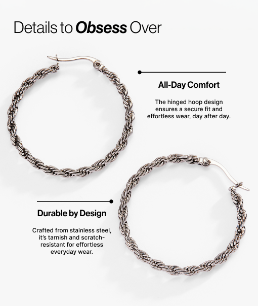 Frozen French Rope Hoop Earrings - Image 3