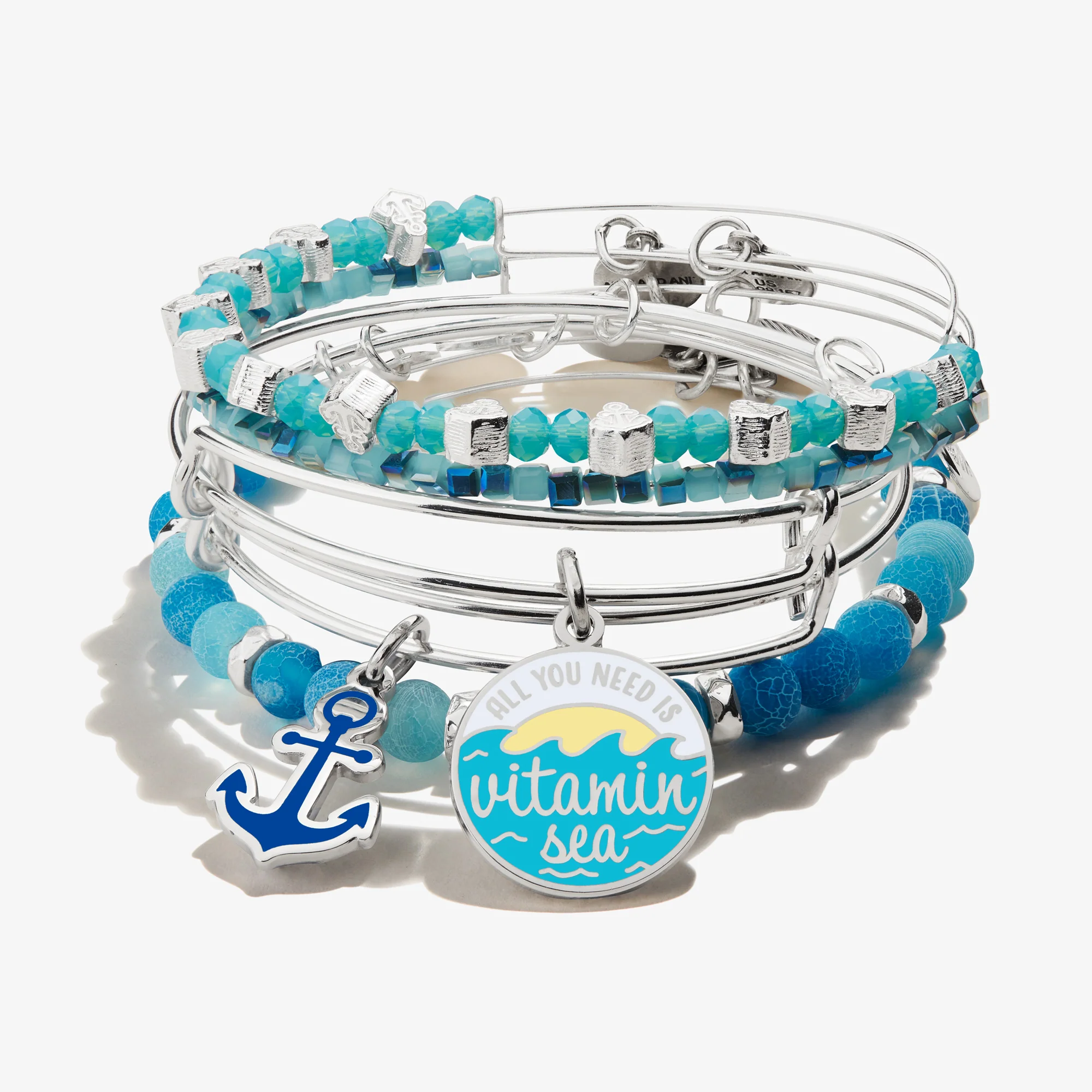 'Vitamin Sea' Charm Bangle. Set of 5