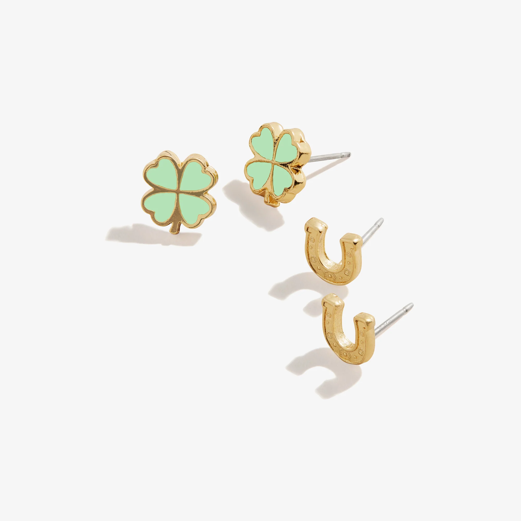 Abundant Blessings Clover + Horseshoe Earrings. Set of 2