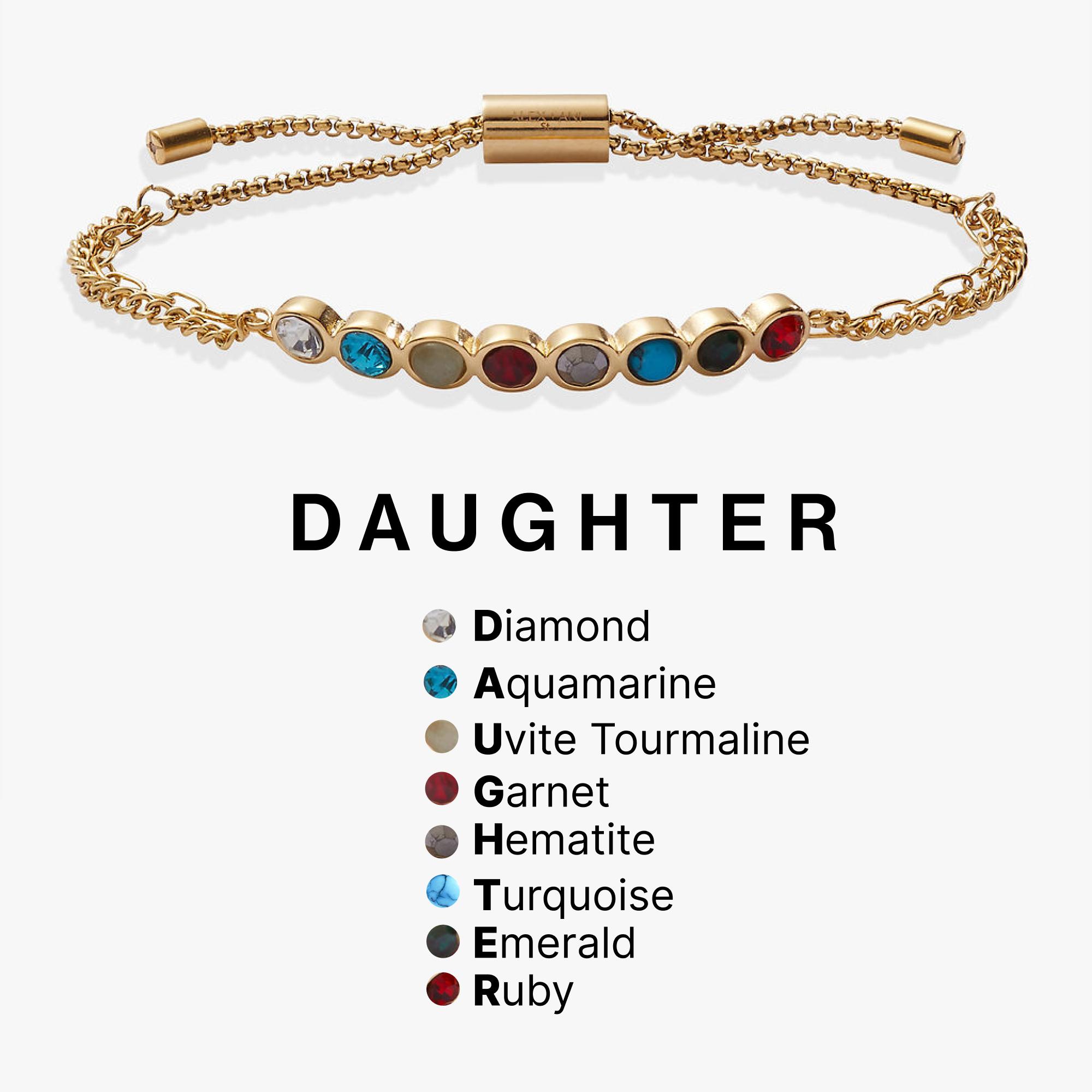 Daughter Hidden Message Acrostic Bolo Bracelet - Image 5