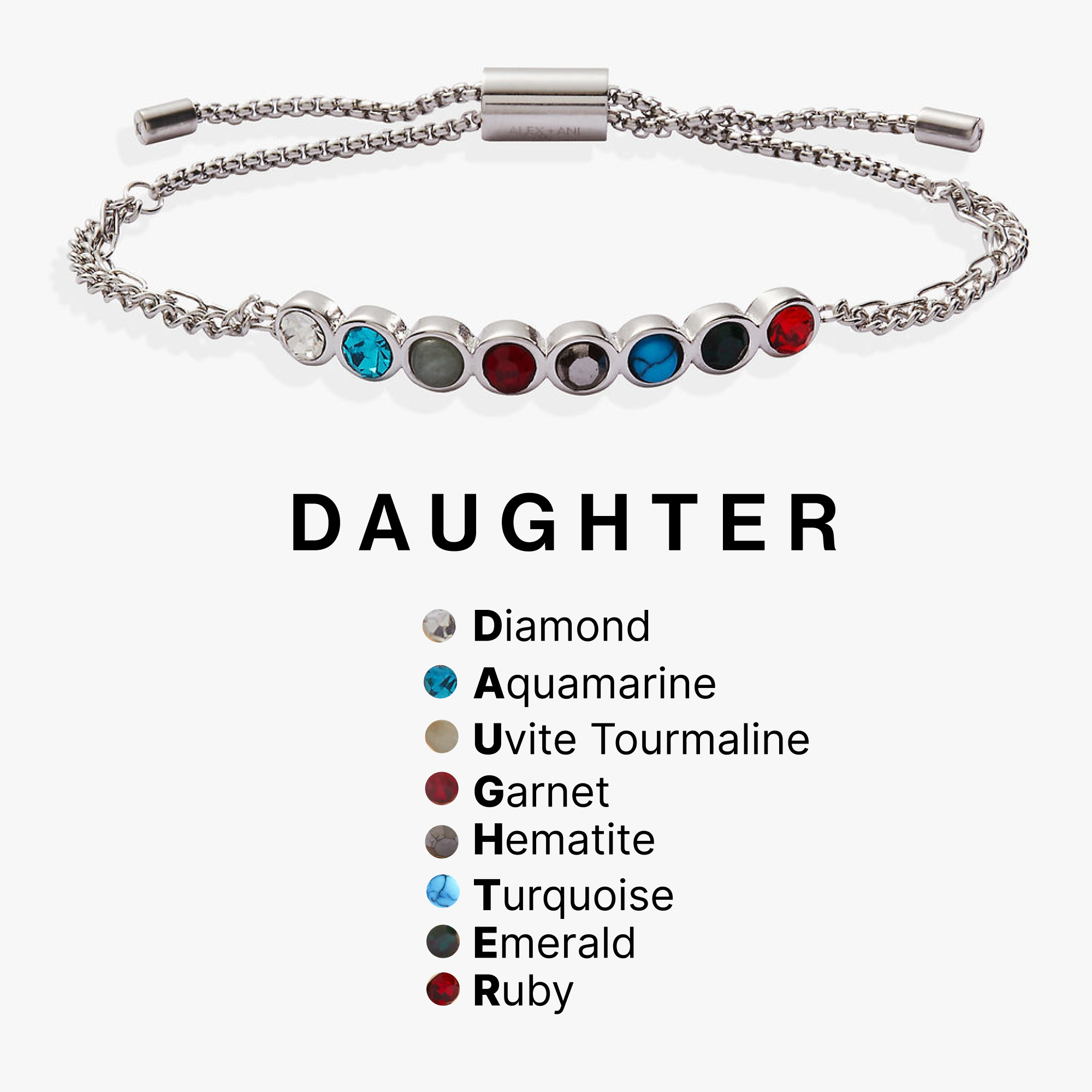 Daughter Hidden Message Acrostic Bolo Bracelet - Image 2