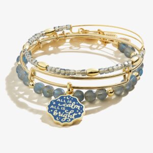 'All is Calm All is Bright' Charm Bangle. Set of 3