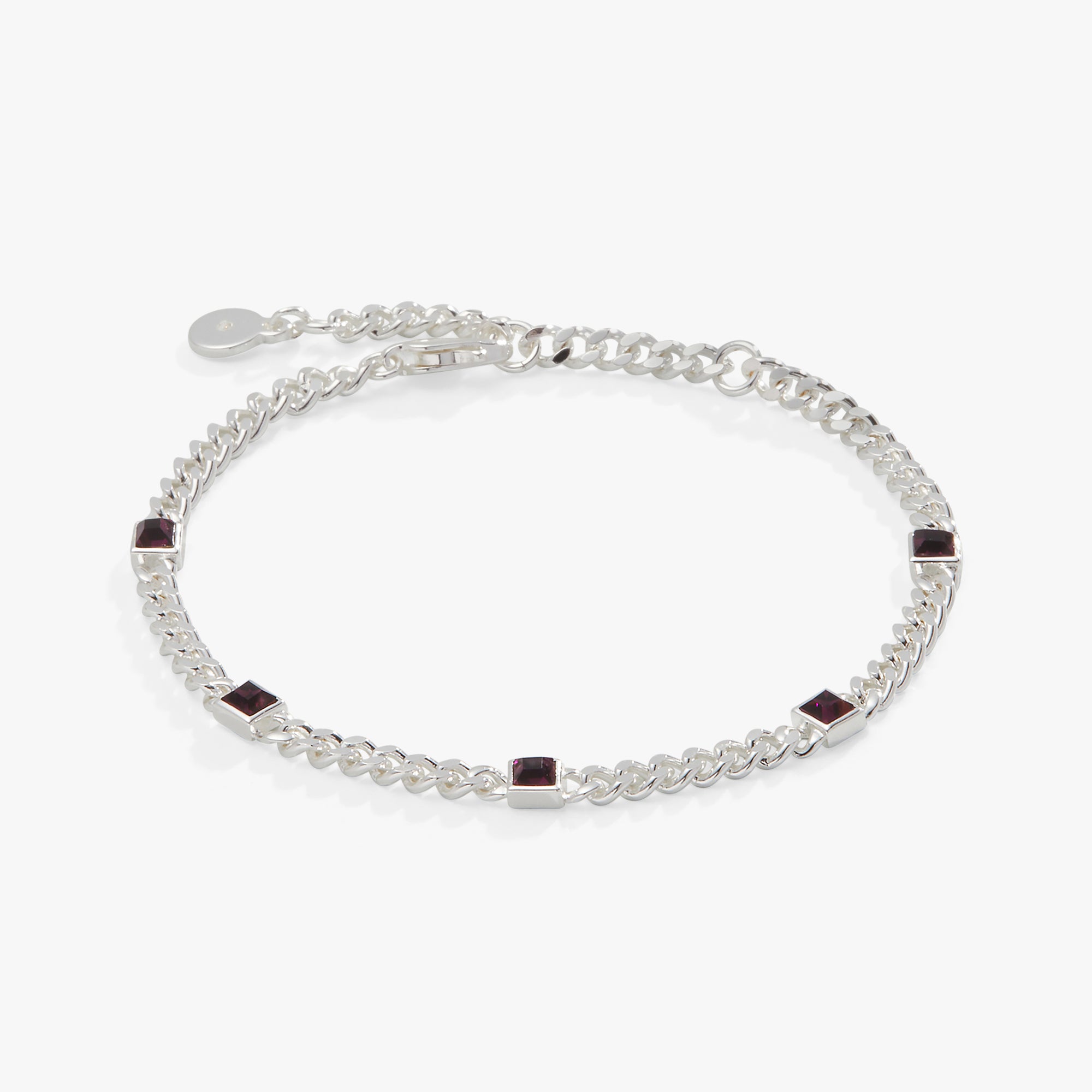 February Birthstone Amethyst Curb Chain Bracelet - Image 2